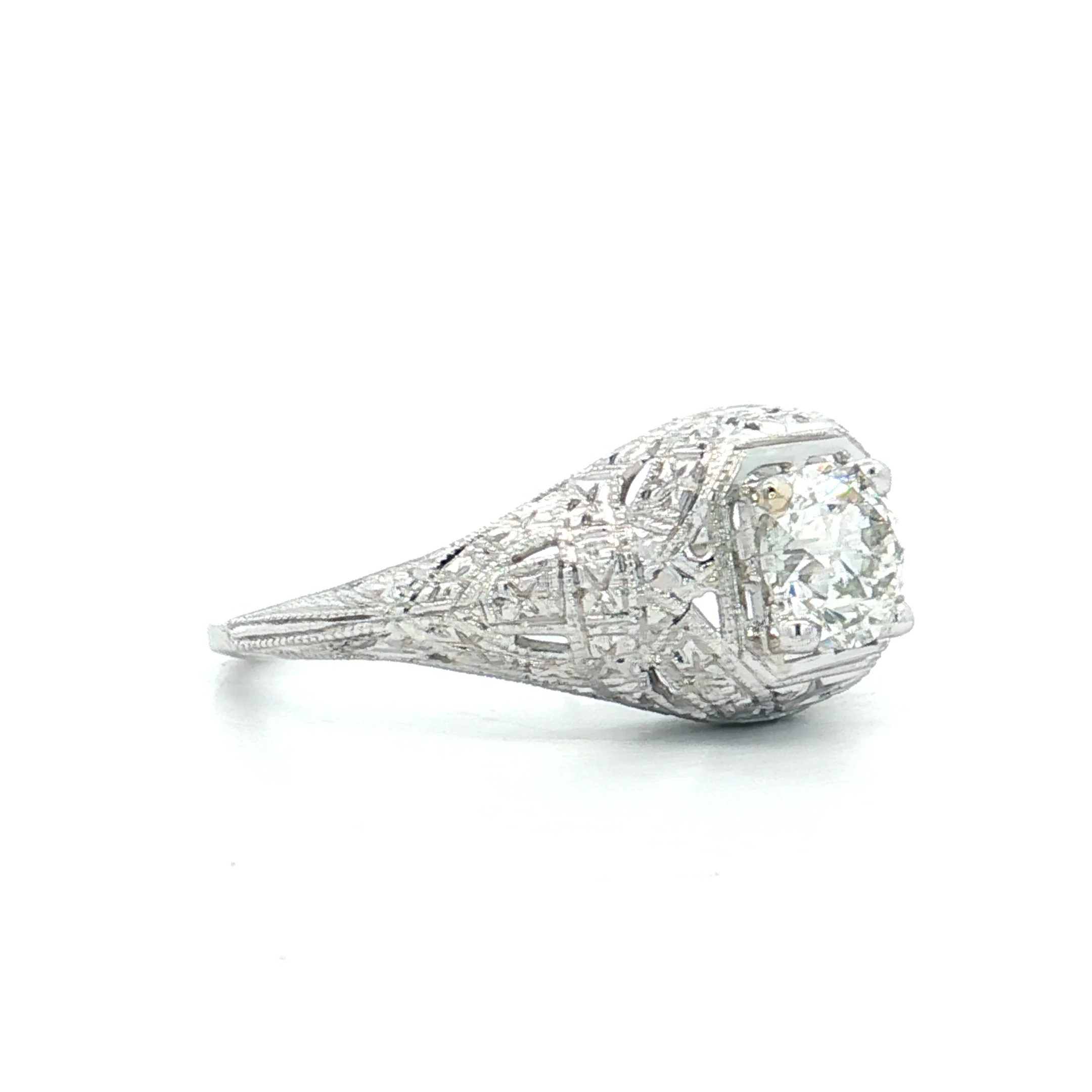 .73 Antique Diamond Engagement Ring in 18k White Gold - Image 3