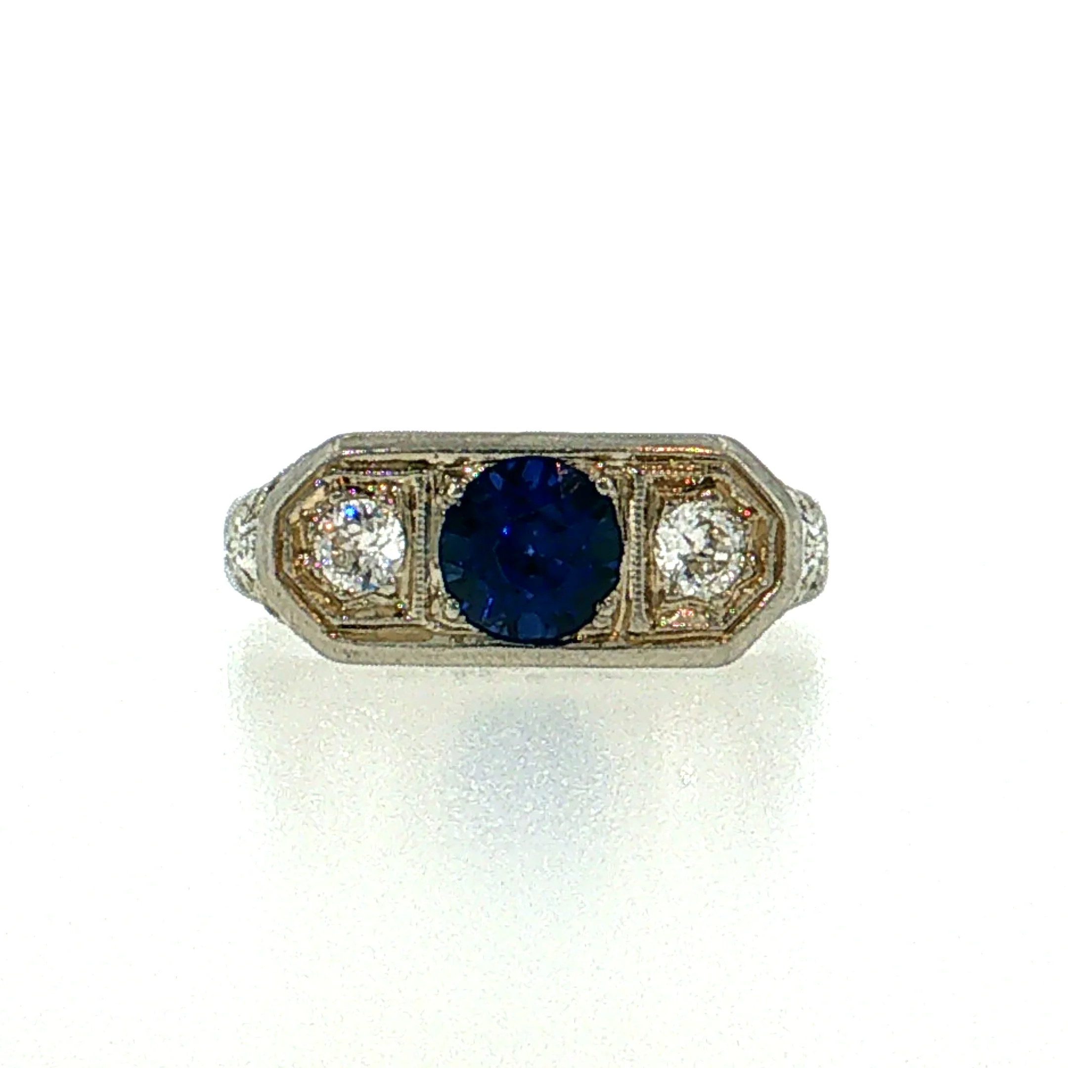 .73 Vintage Art Deco Sapphire Engagement Ring 14k