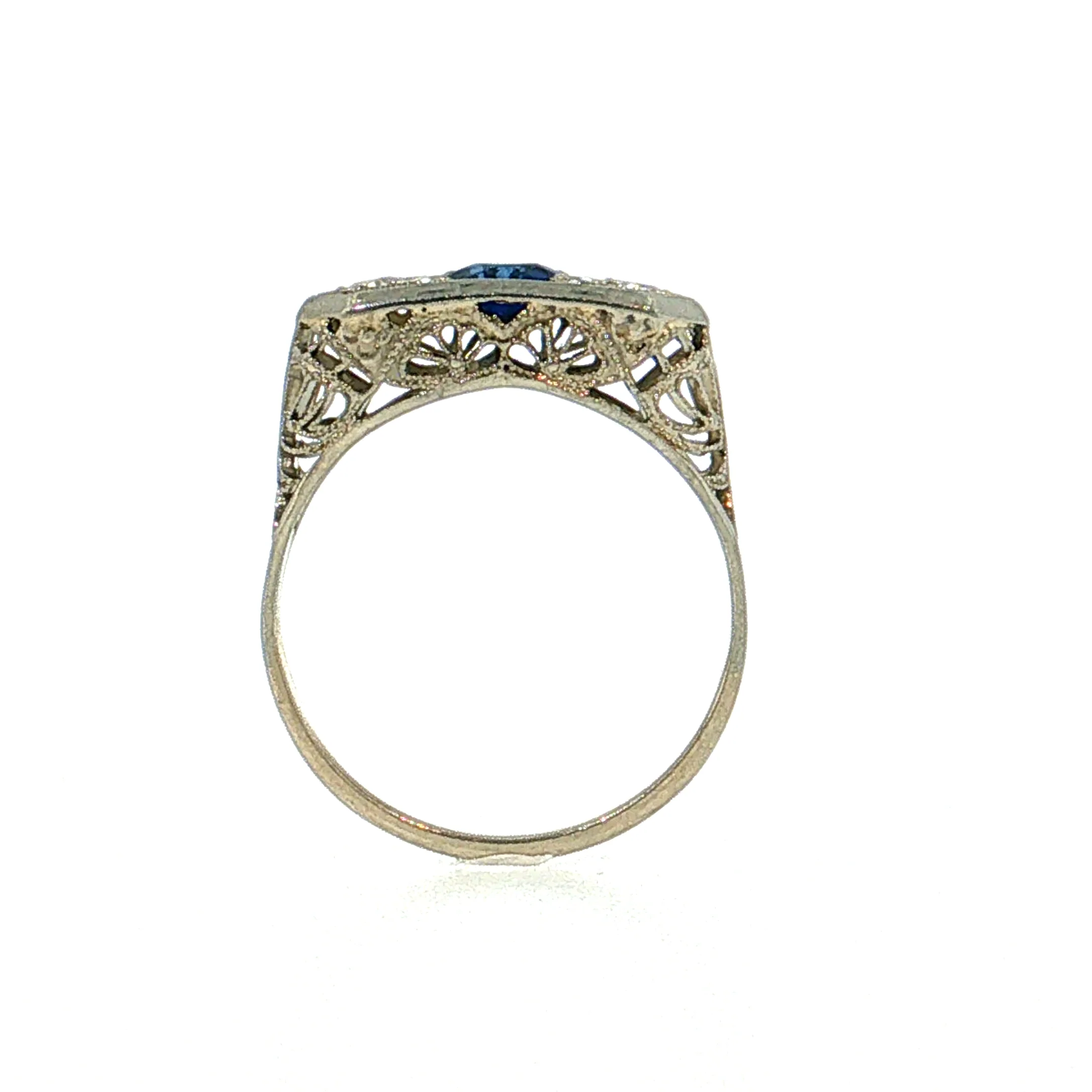 .73 Vintage Art Deco Sapphire Engagement Ring 14k - Image 4