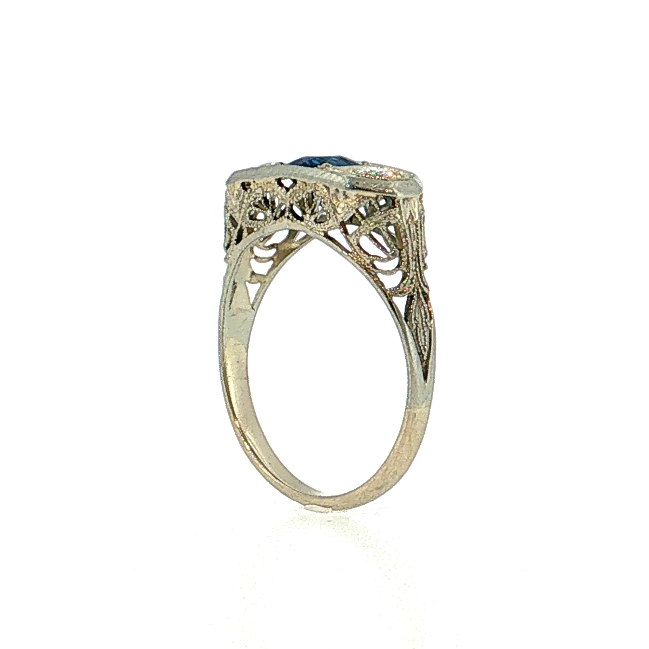 .73 Vintage Art Deco Sapphire Engagement Ring 14k - Image 5