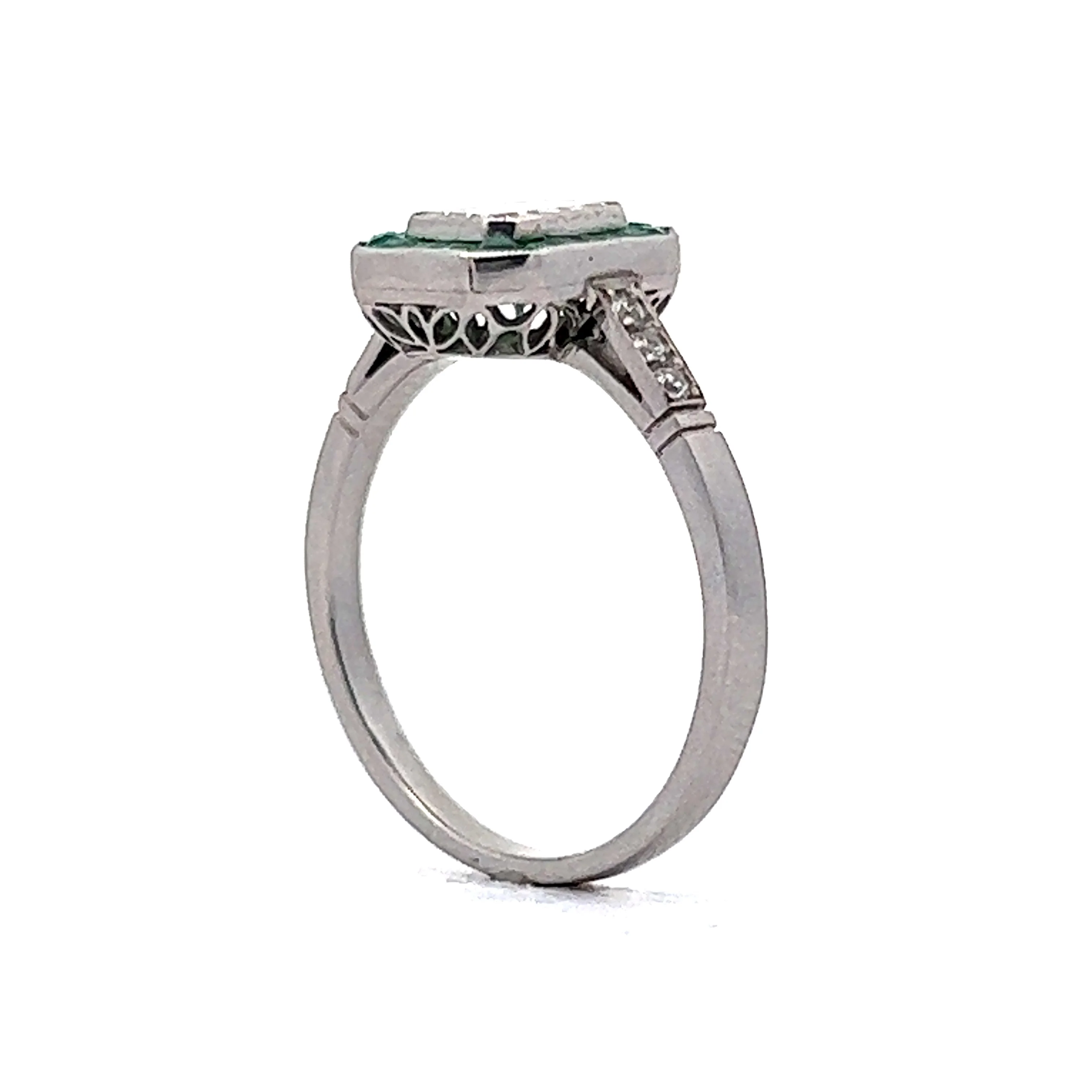 .74 Emerald Cut Diamond & Emerald Engagement Ring in Platinum - Image 5