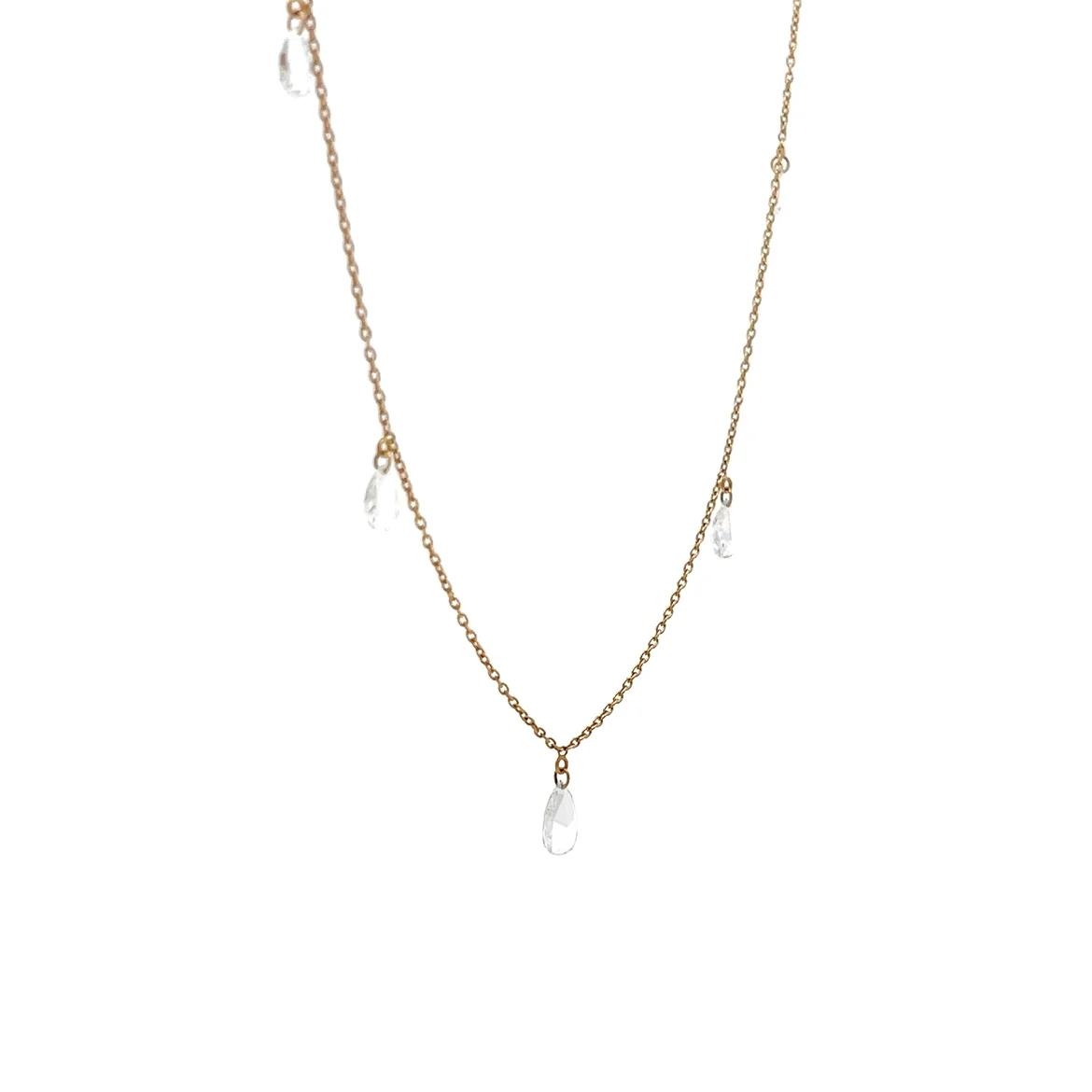 .74 Pear Shaped Rose Cut Diamond Necklace in 14k - Image 3
