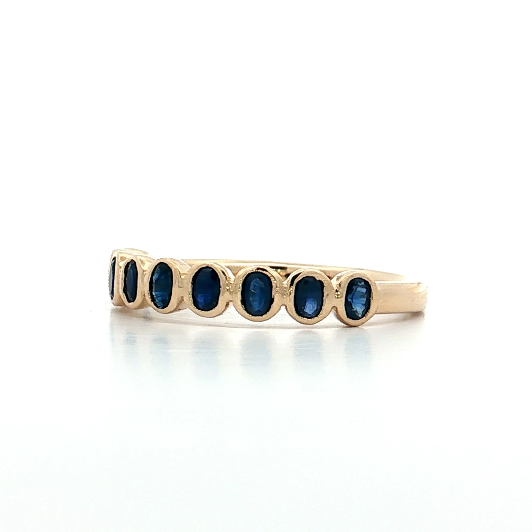 .75 Bezel Sapphire Wedding Band in 14k Yellow Gold - Image 2