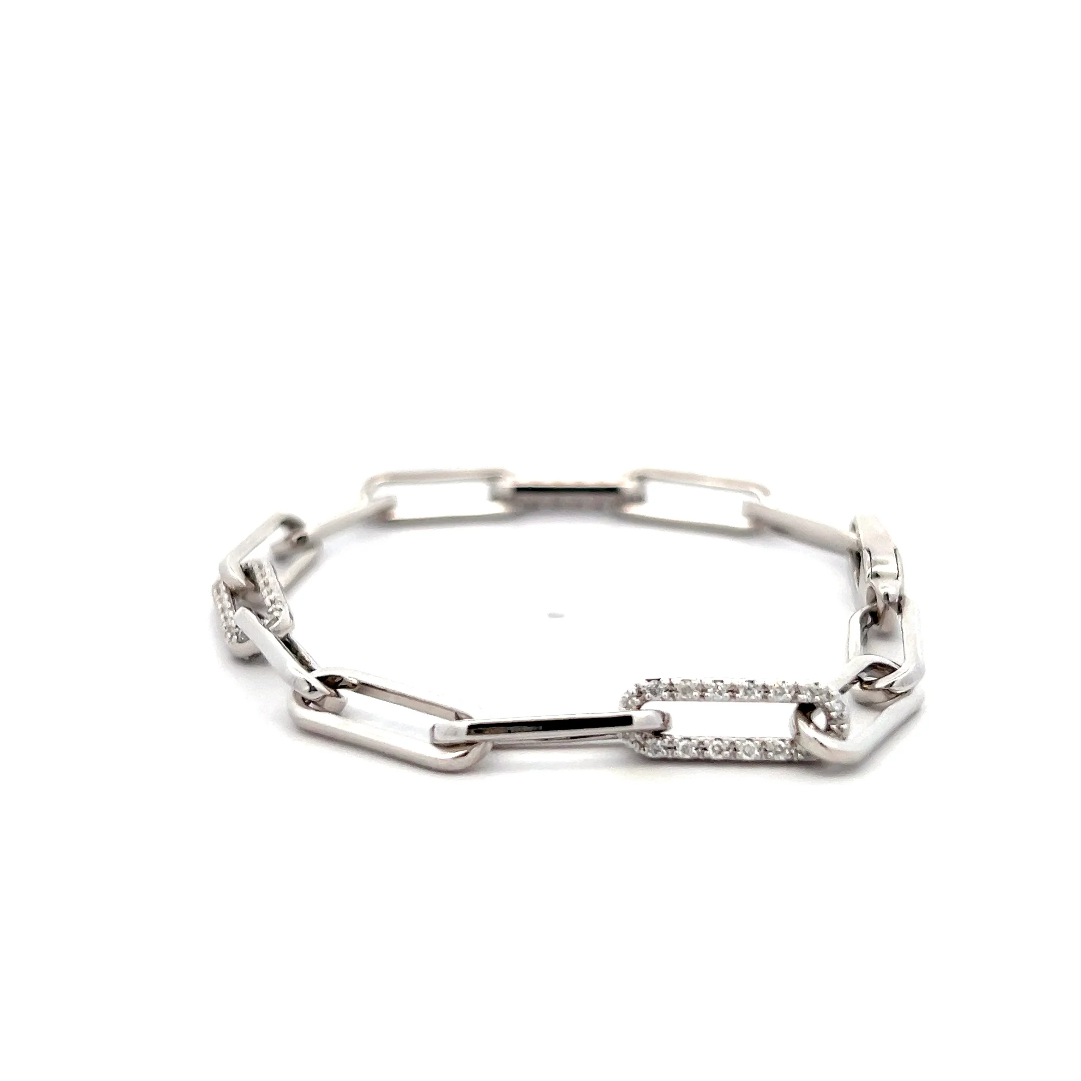 .75 Diamond Paperclip Bracelet in 14k White Gold - Image 3