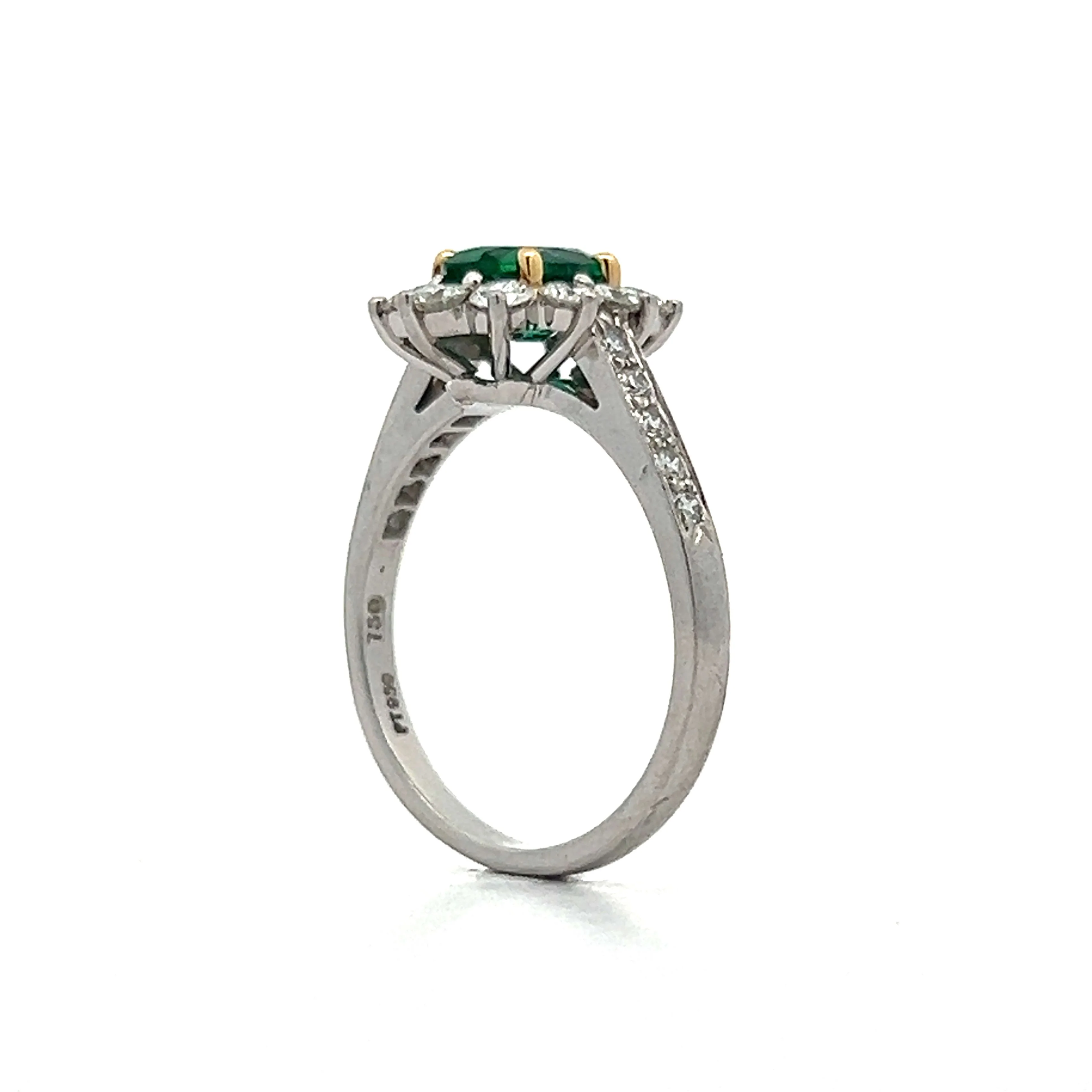 .75 Oval Emerald & Diamond Cocktail Ring in Platinum - Image 5