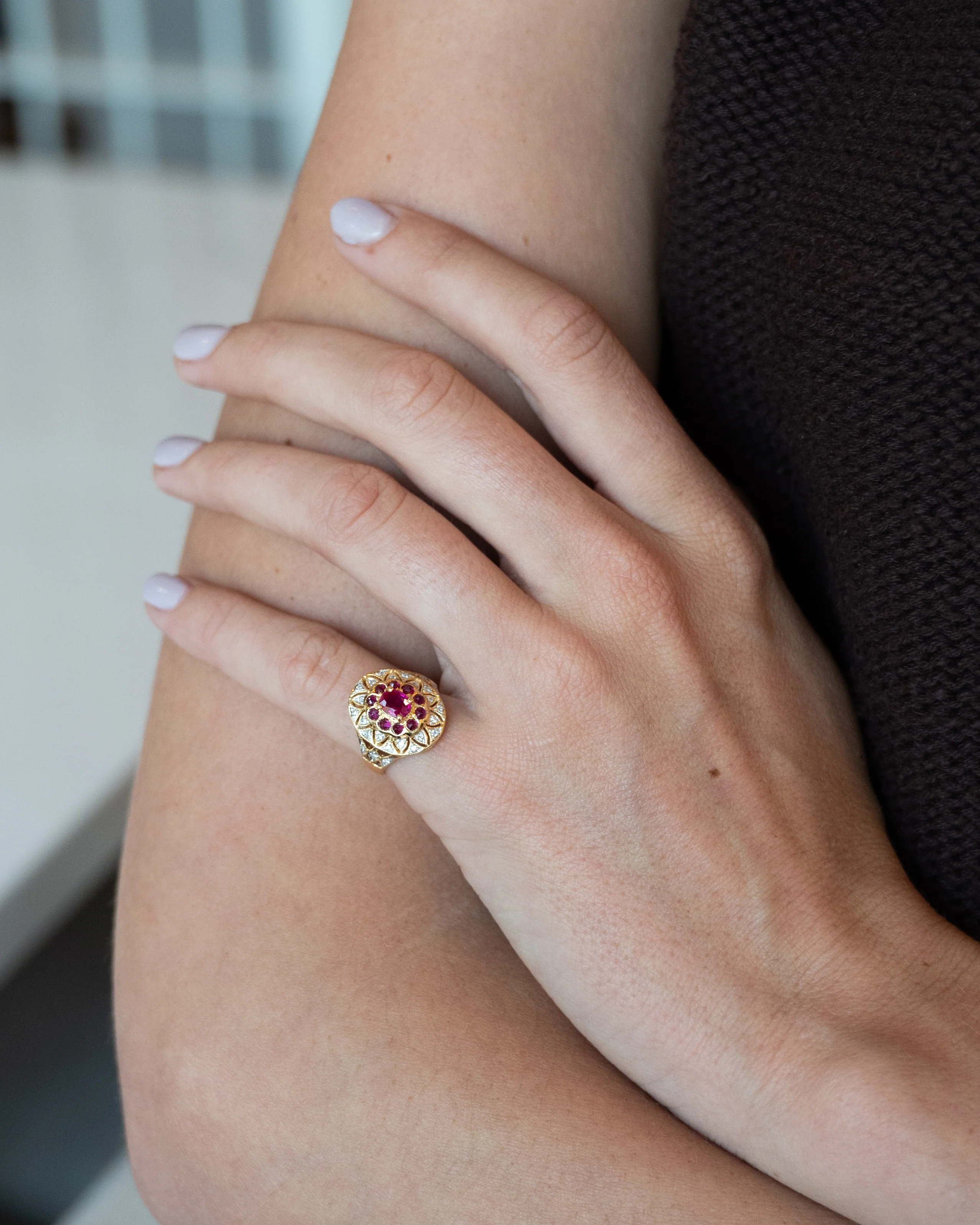 .75 Ruby & Diamond Cocktail Ring 18k - Image 7