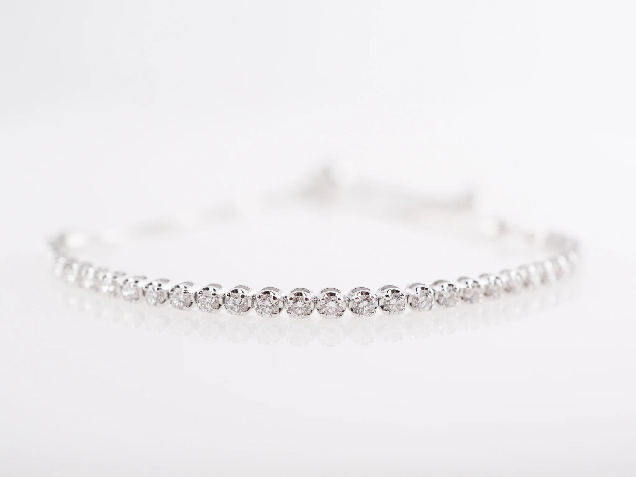 .75 Straight Line Diamond Bracelet in 14K White Gold - Image 4