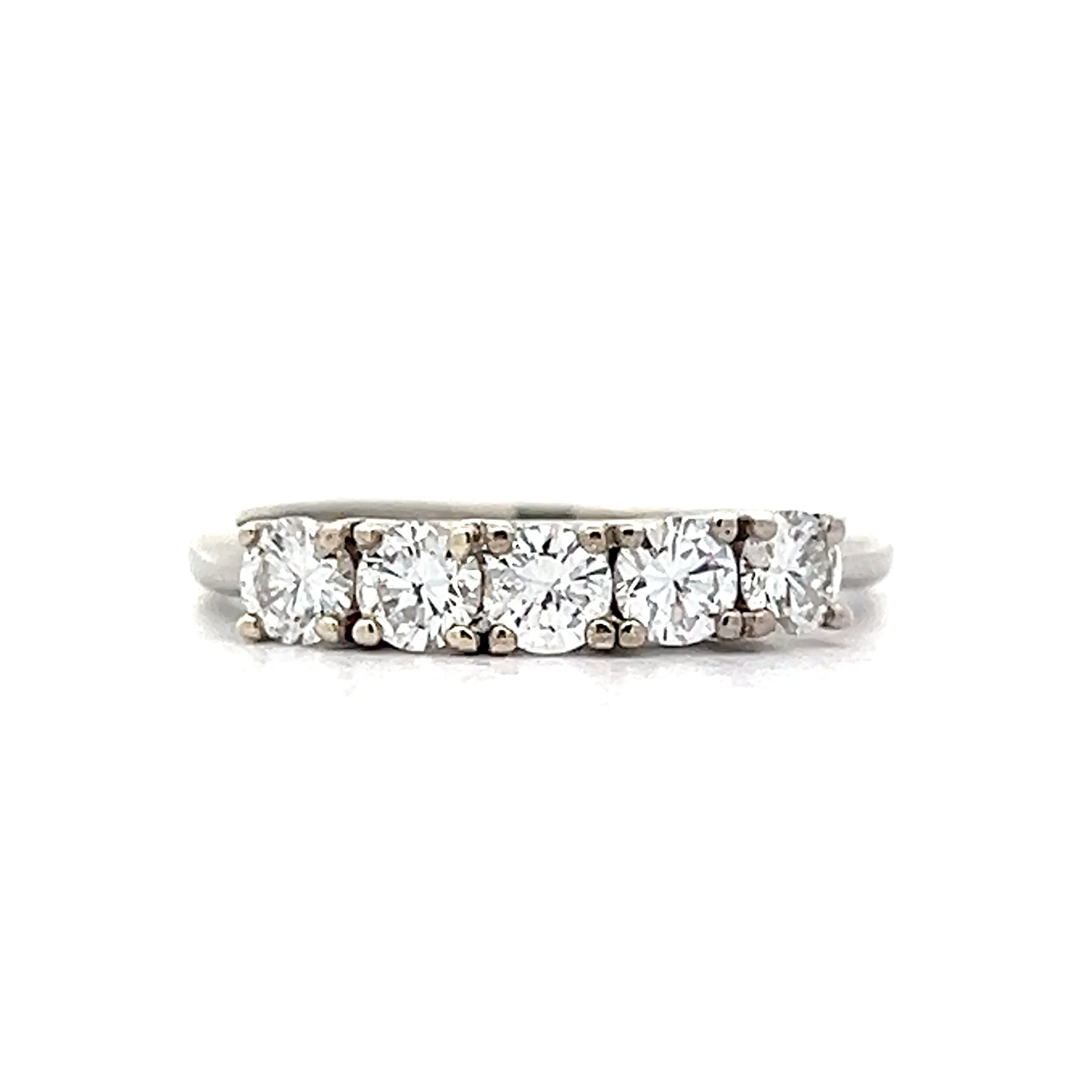 .75 Vintage Five Stone Wedding Band in White Gold