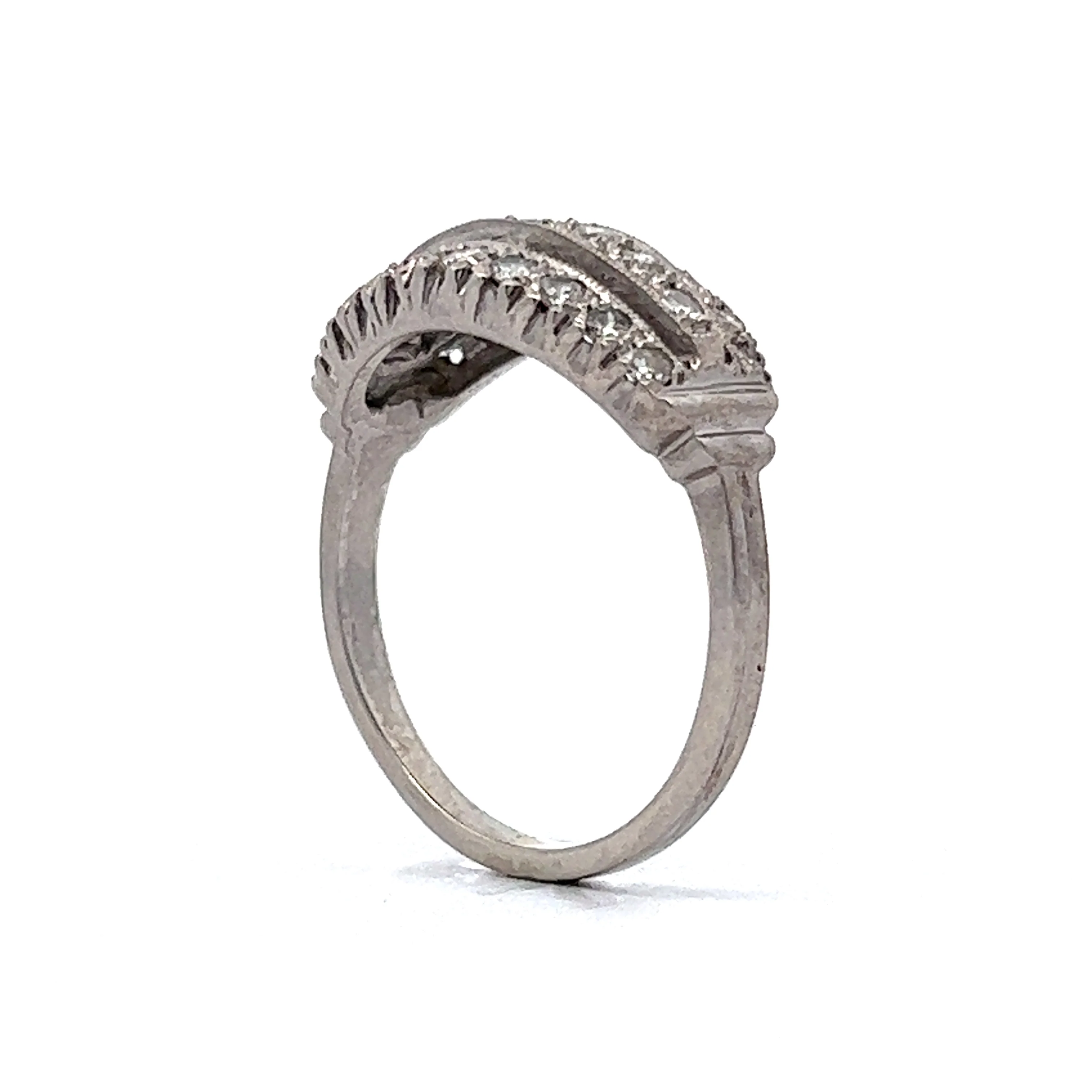 Vintage Art Deco Diamond Cocktail Ring in 14k White Gold - Image 5