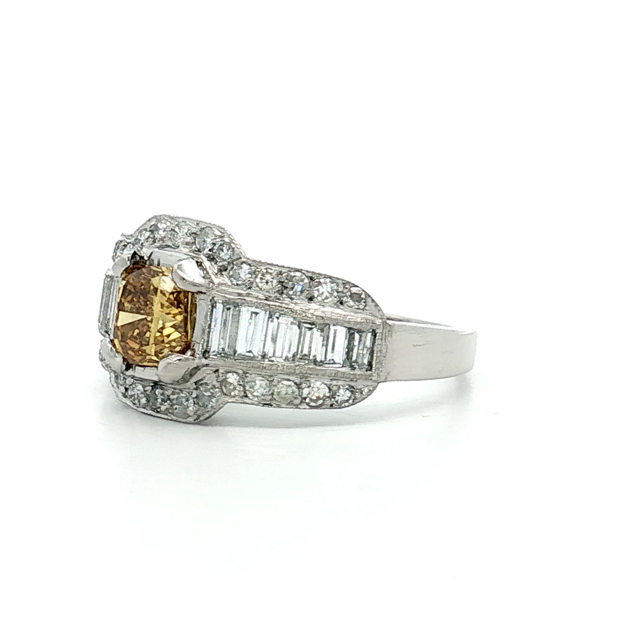 .76 Fancy Yellow Diamond Engagement Ring Platinum - Image 2