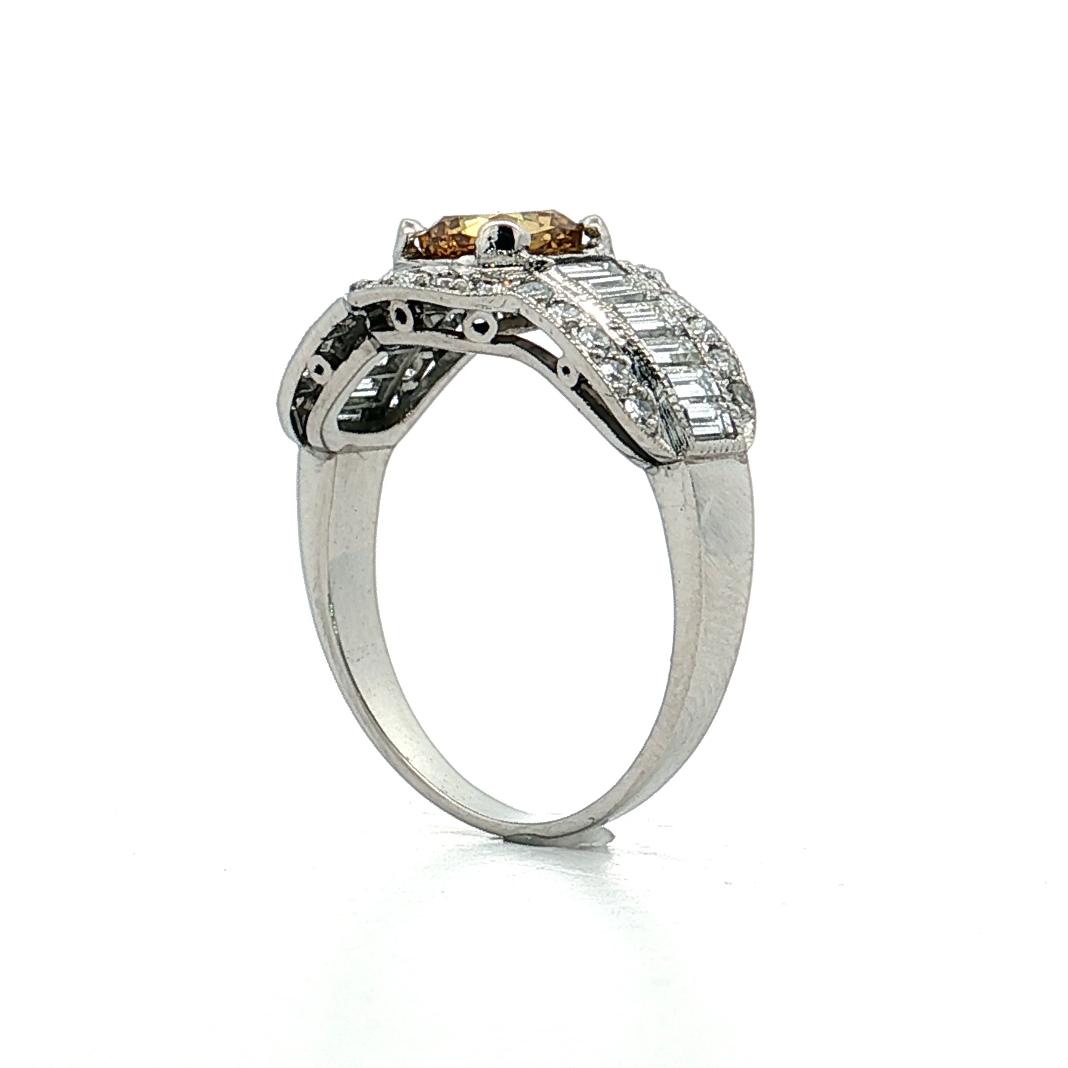 .76 Fancy Yellow Diamond Engagement Ring Platinum - Image 5