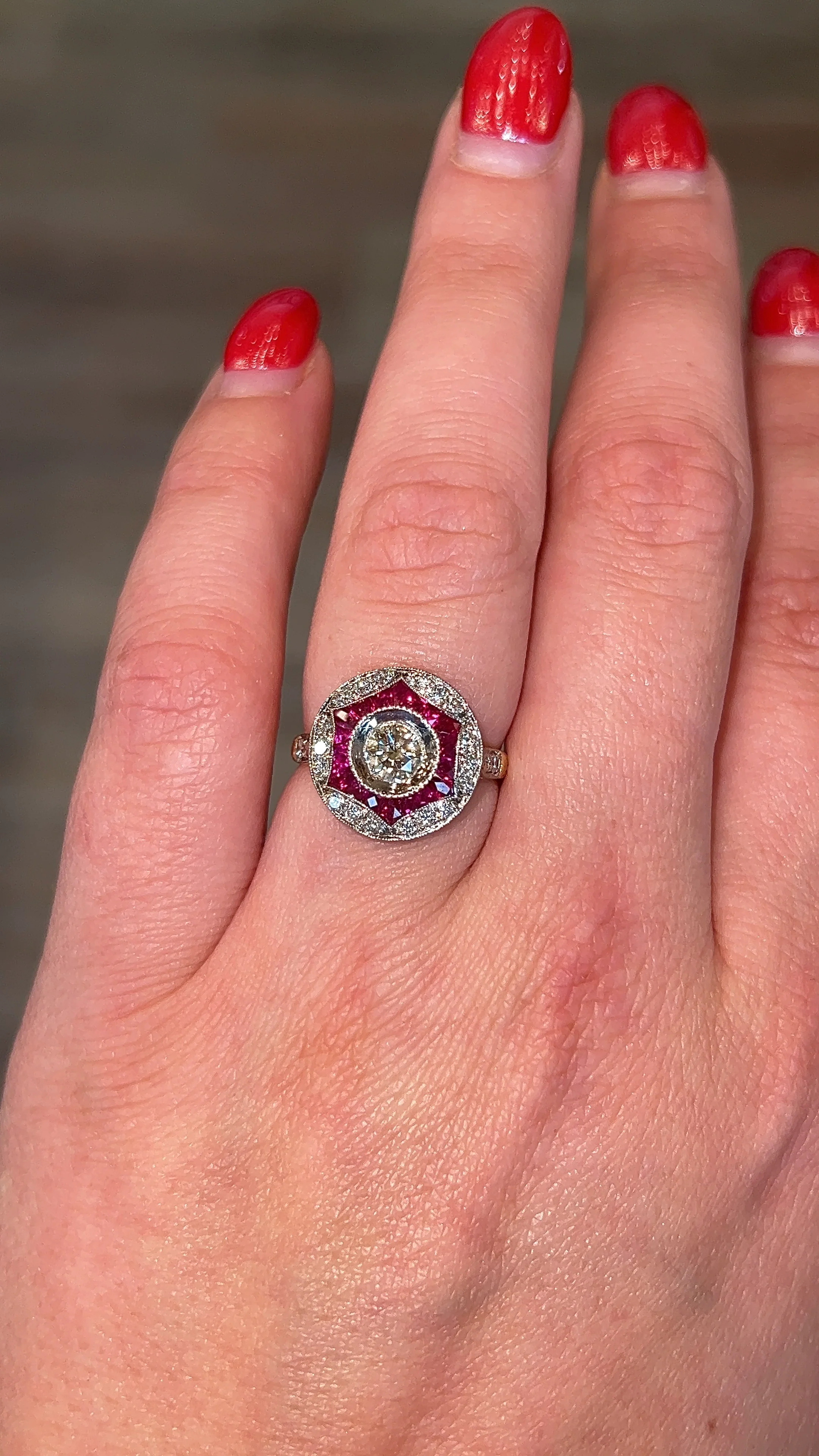 .76 Transitional Diamond & Ruby Cocktail Ring in 14k - Image 7