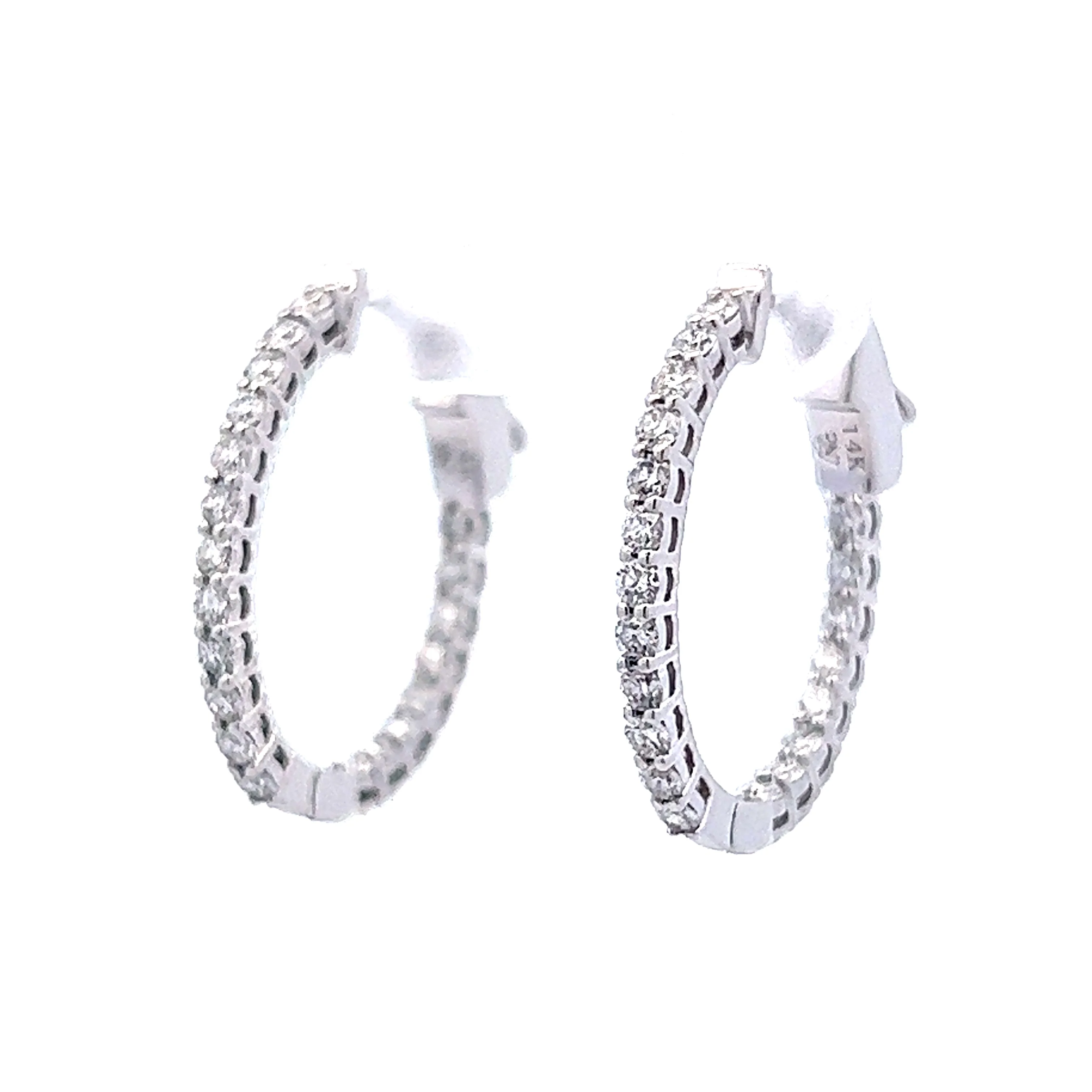 .77 Classic Diamond Hoop Earrings in 14k White Gold - Image 2