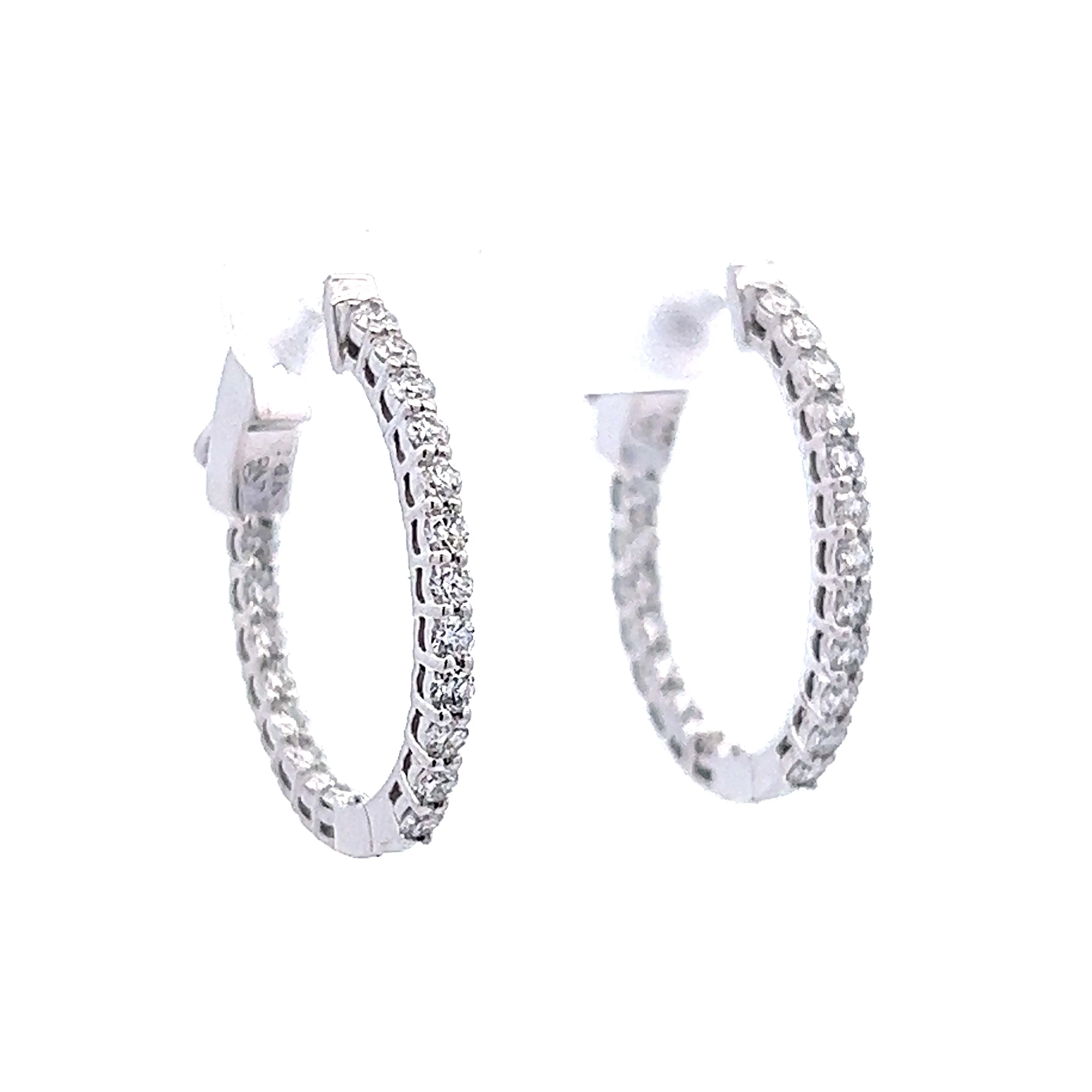 .77 Classic Diamond Hoop Earrings in 14k White Gold - Image 3