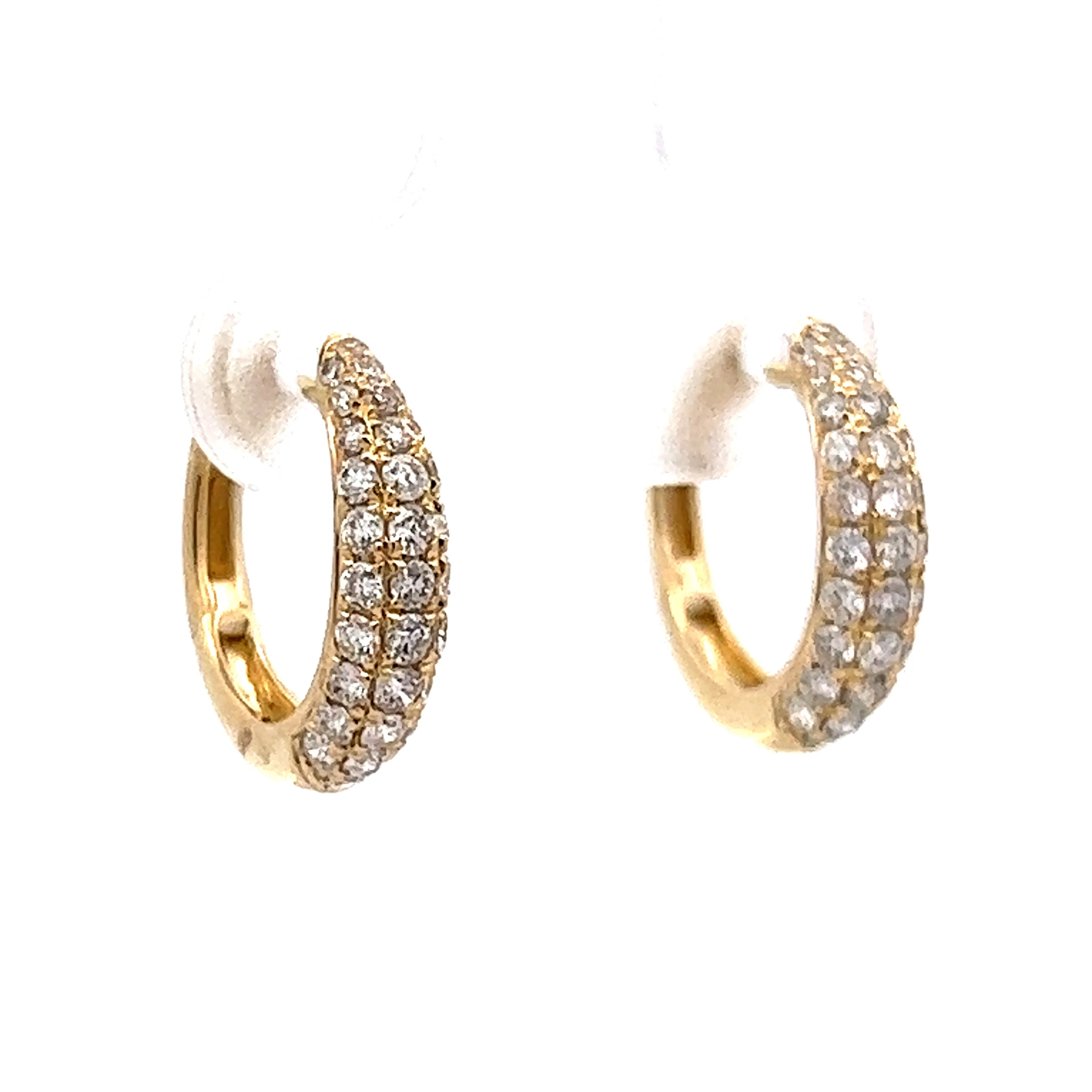.77 Pave Diamond Hoop Earrings in 14k Yellow Gold - Image 3