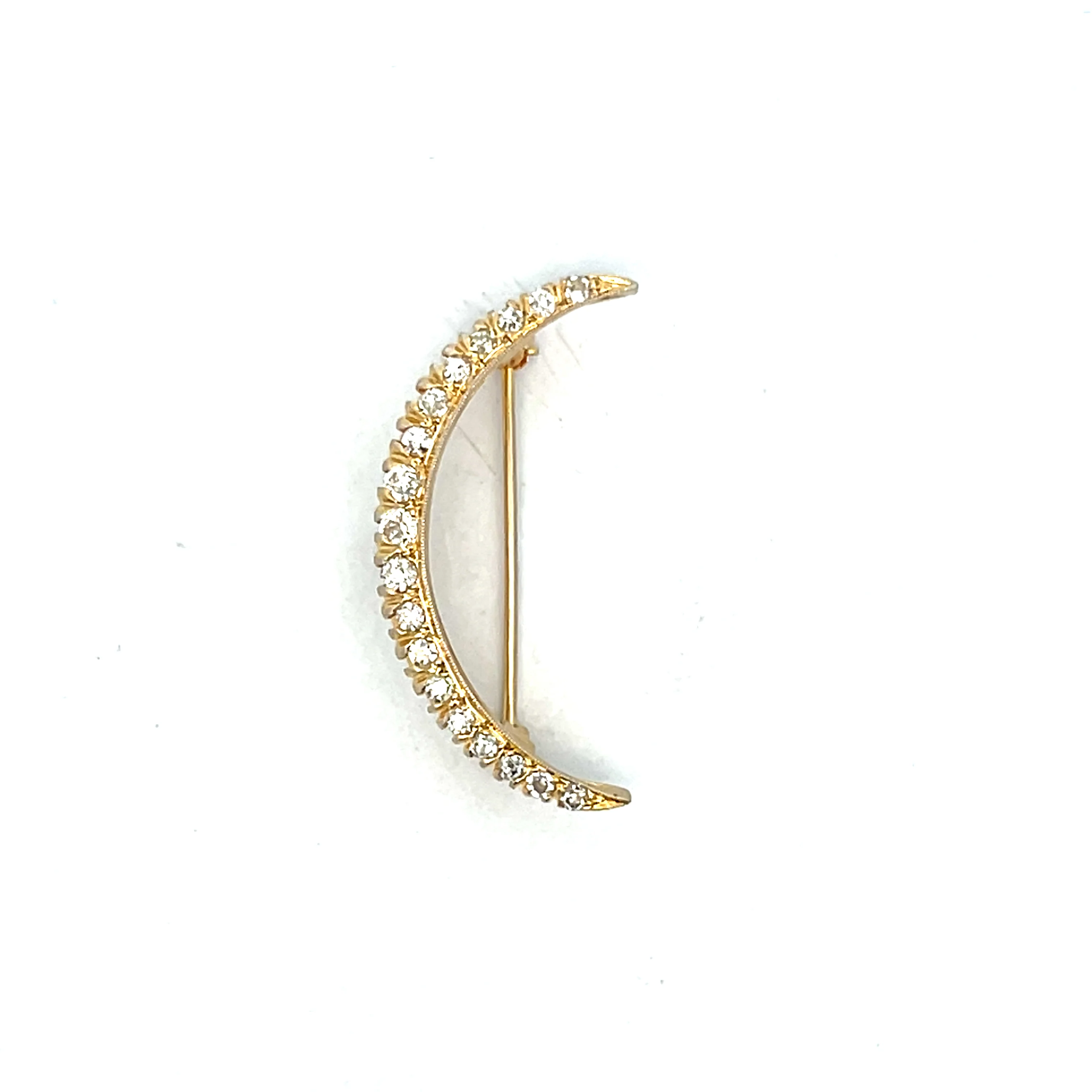 .78 Victorian Half Moon Diamond Brooch in 14k