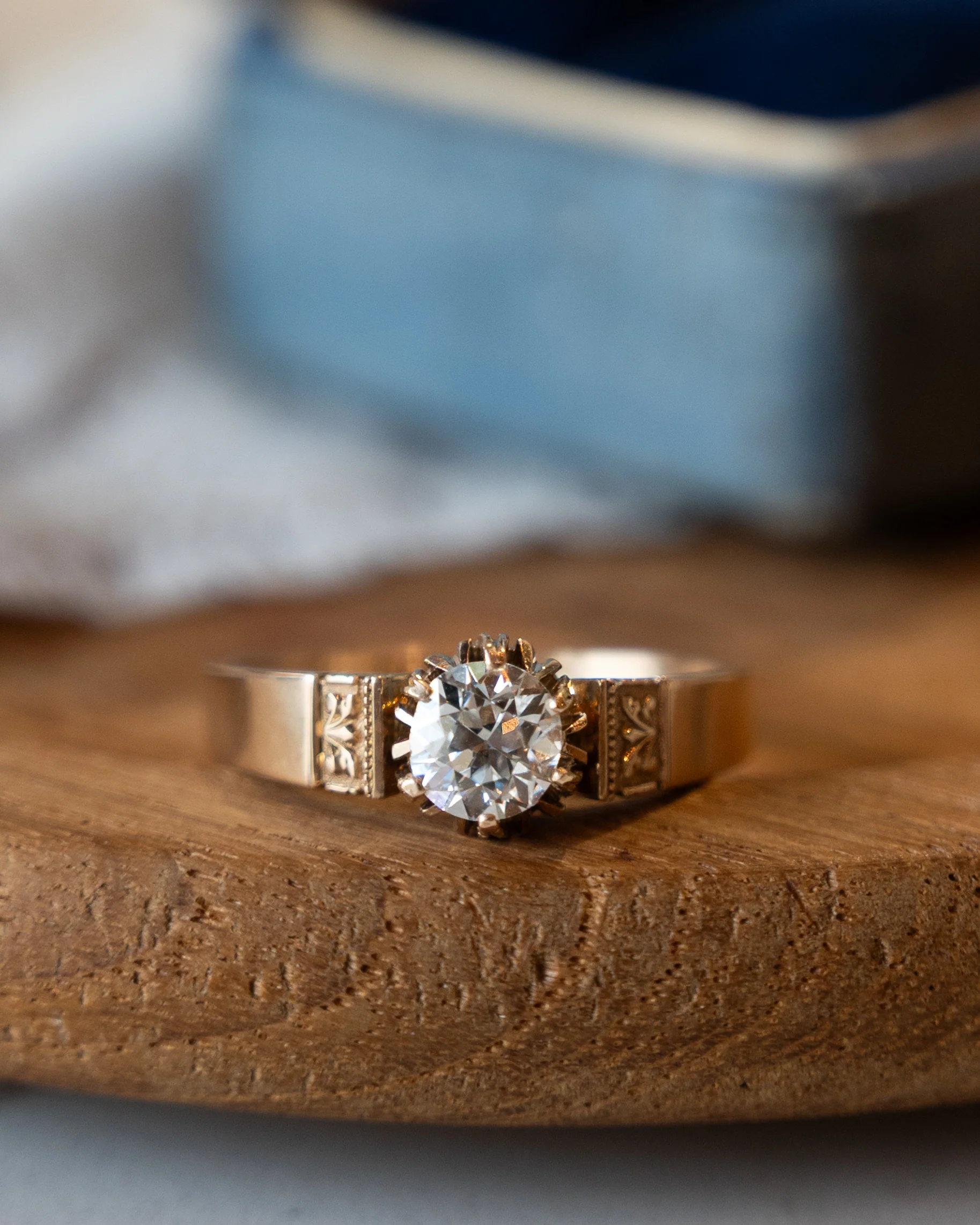 .79 Victorian Diamond Solitaire Engagement Ring 14k - Image 6