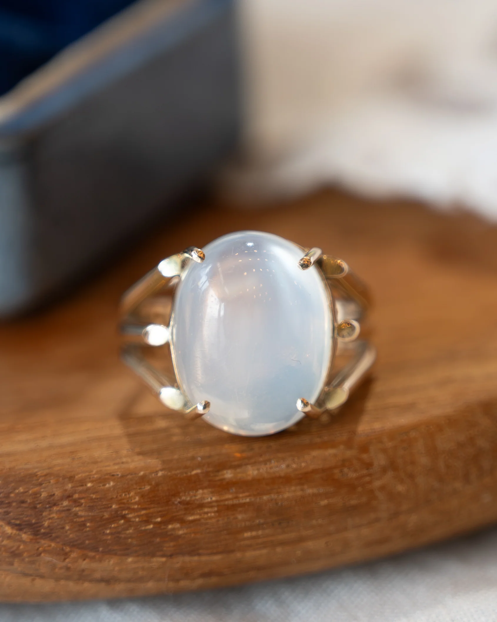 8.05 Moonstone Cocktail Ring 14k Yellow Gold - Image 6