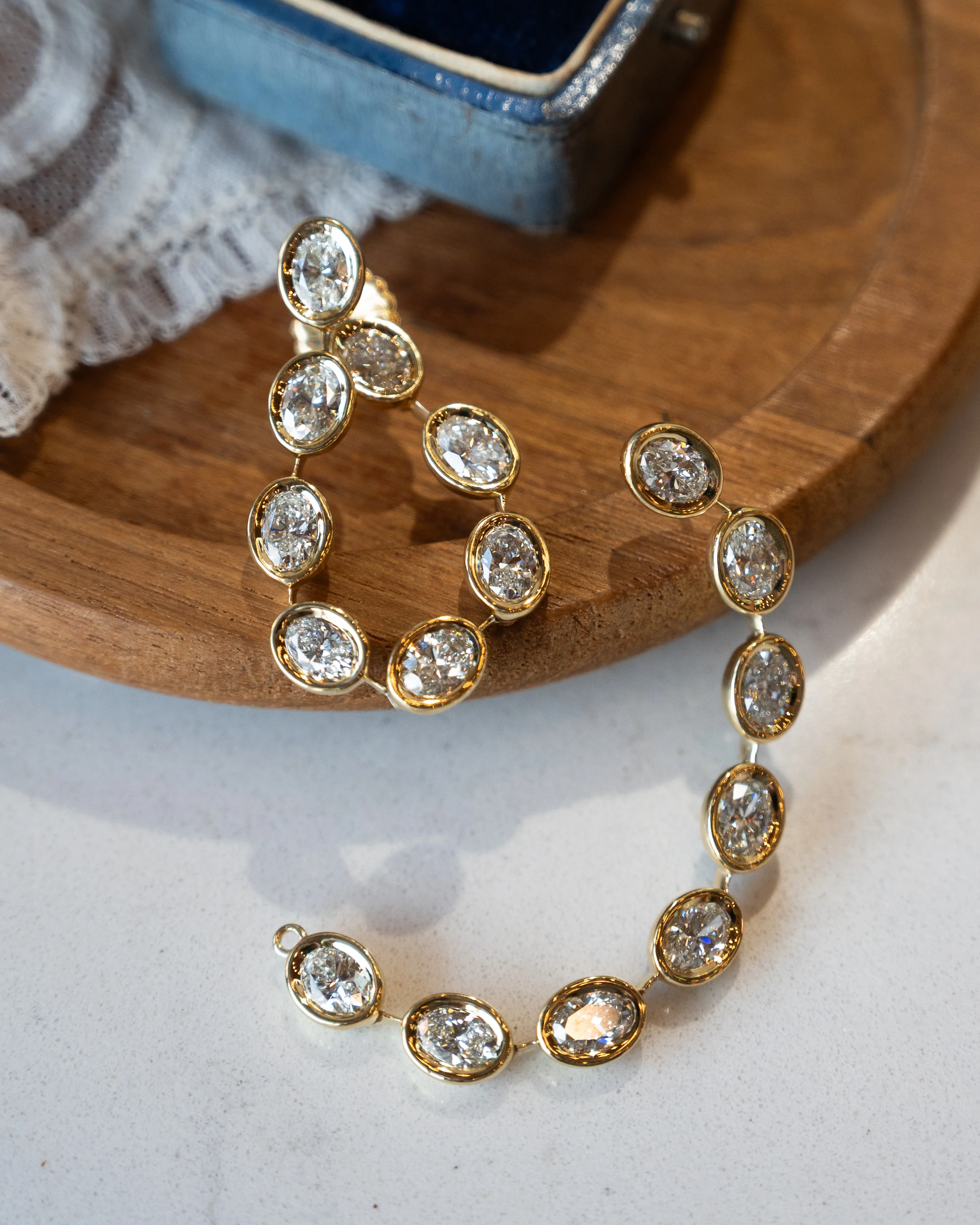 8.08 Oval Diamond Convertible Drop Earrings 18k - Image 7