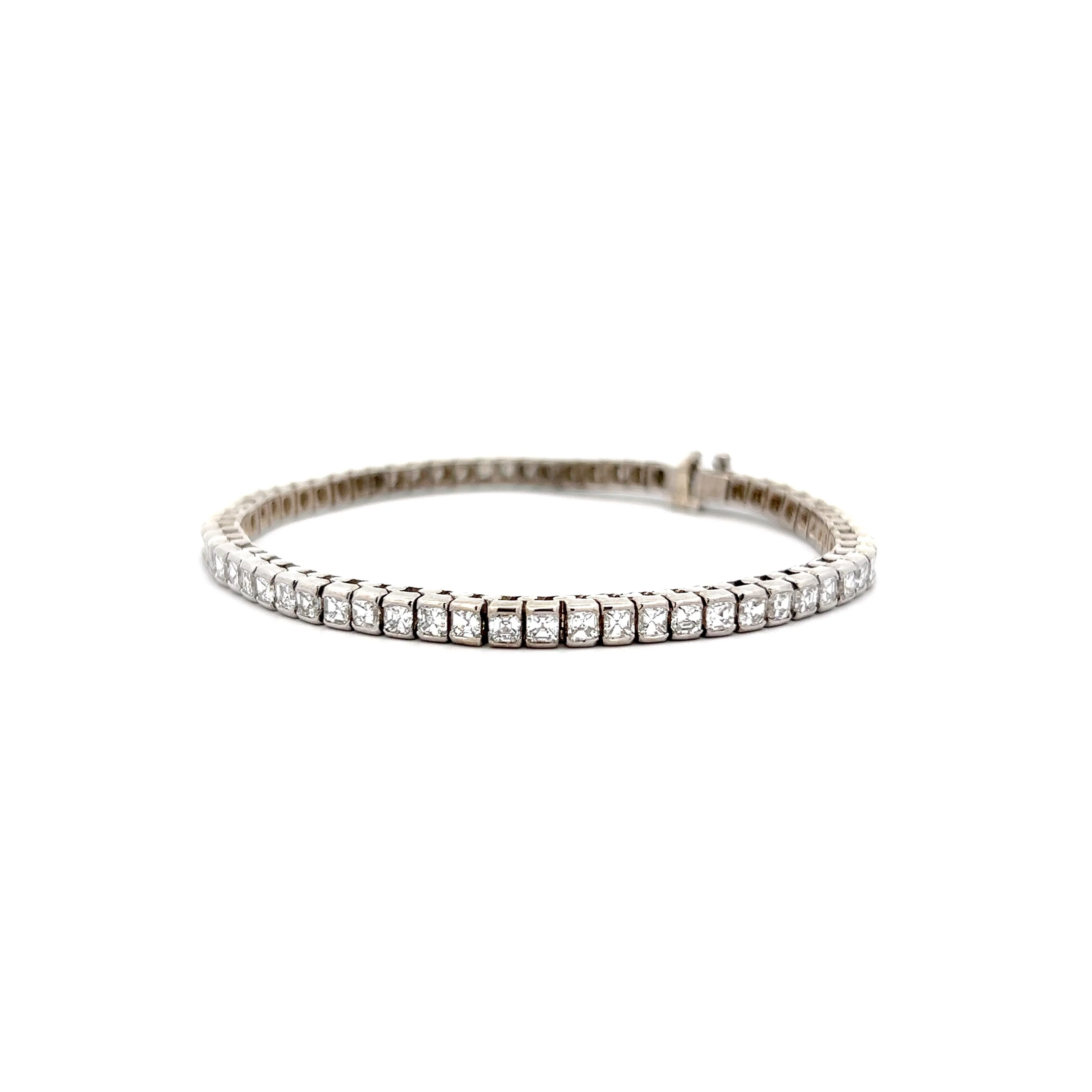 8.58 Asscher Diamond Tennis Bracelet in 14k White Gold - Image 2