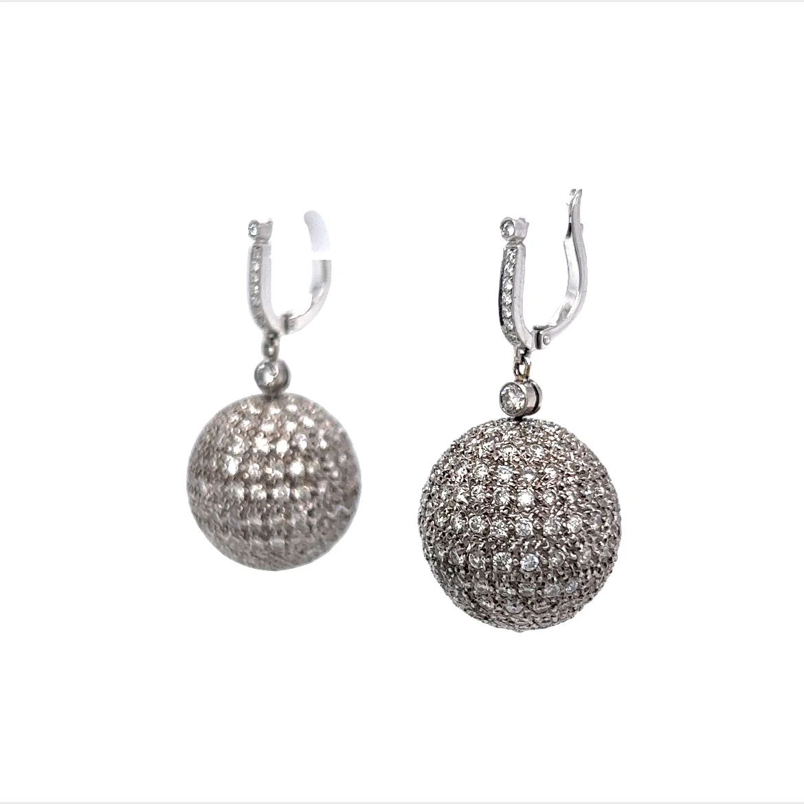 8 Carat Diamond Ball Earrings in 18k White Gold - Image 2