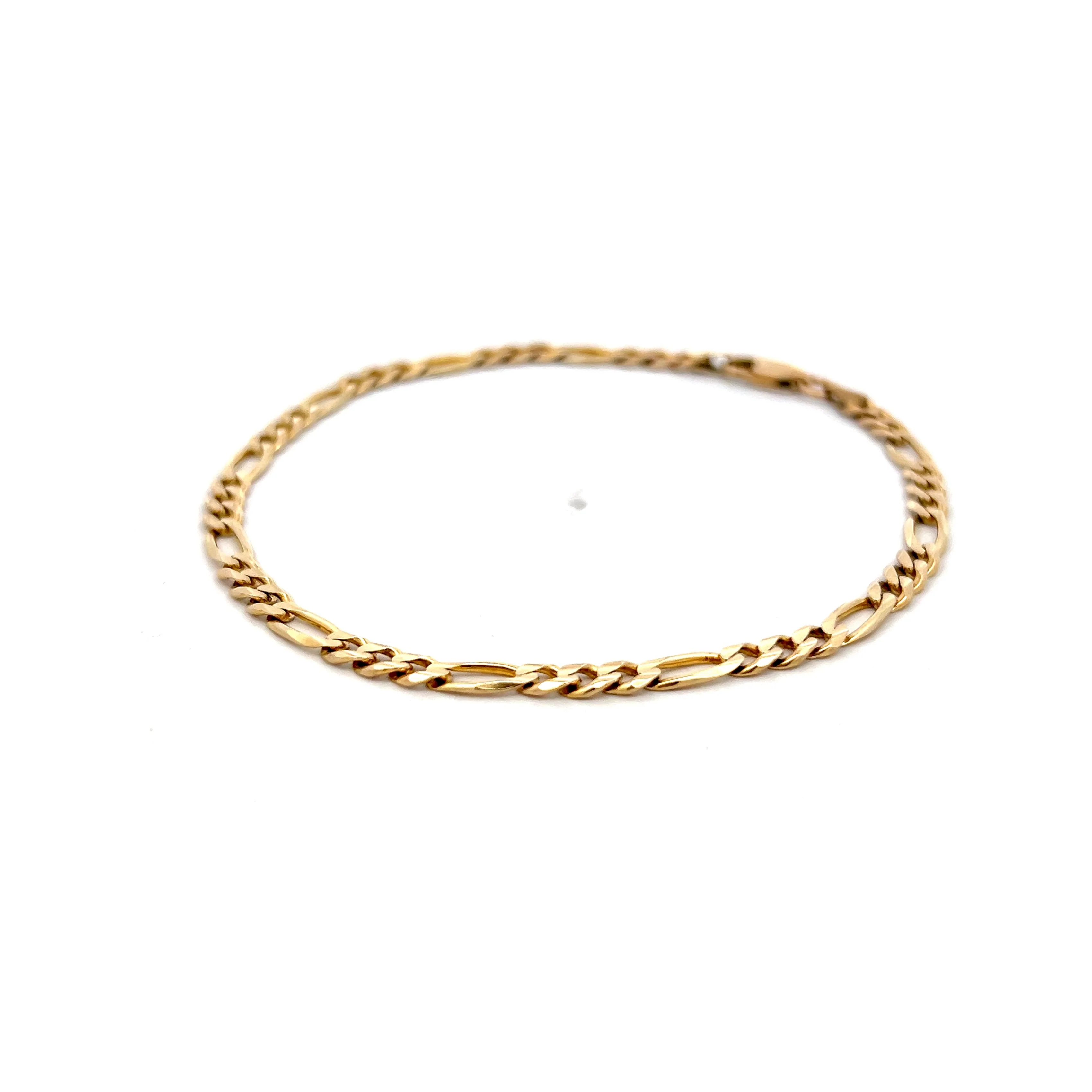 8 Inch Figaro Chain Bracelet in 14k Yellow Gold - Image 2