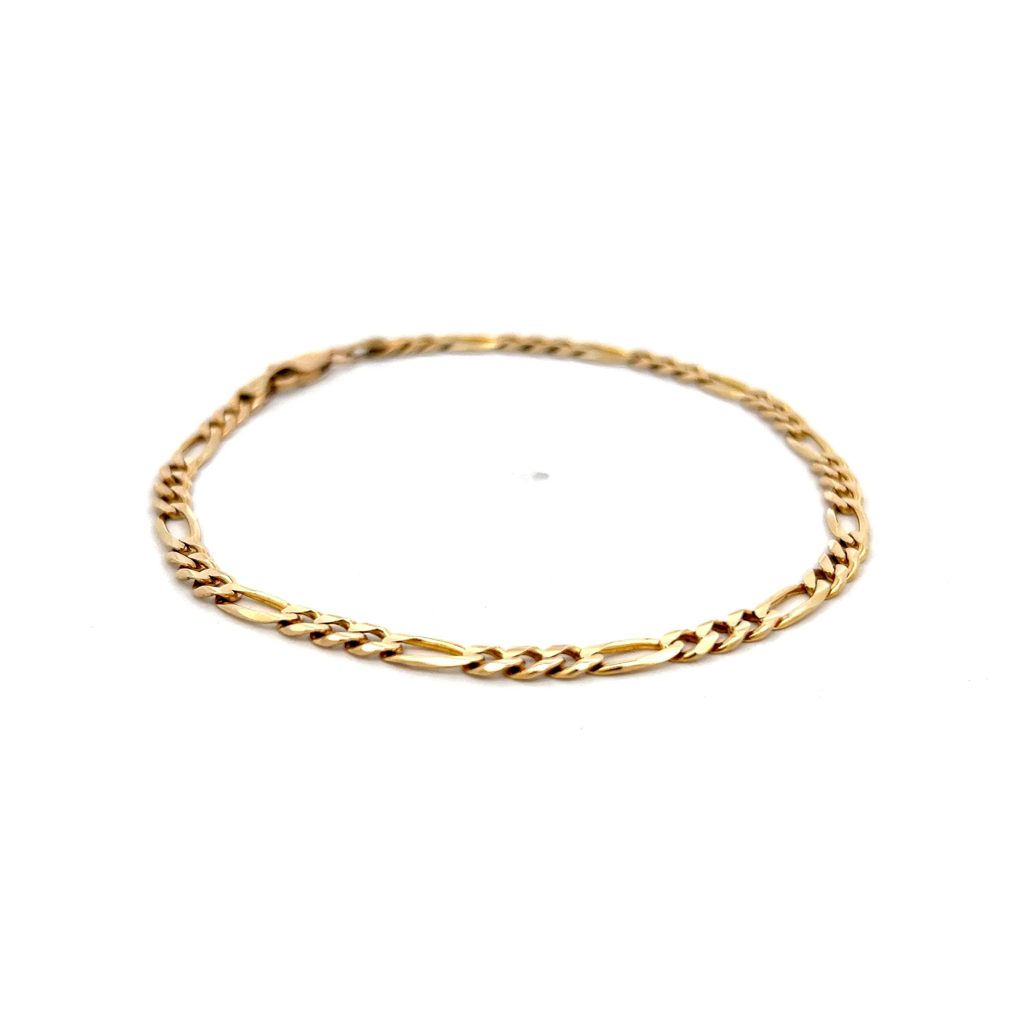 8 Inch Figaro Chain Bracelet in 14k Yellow Gold - Image 3