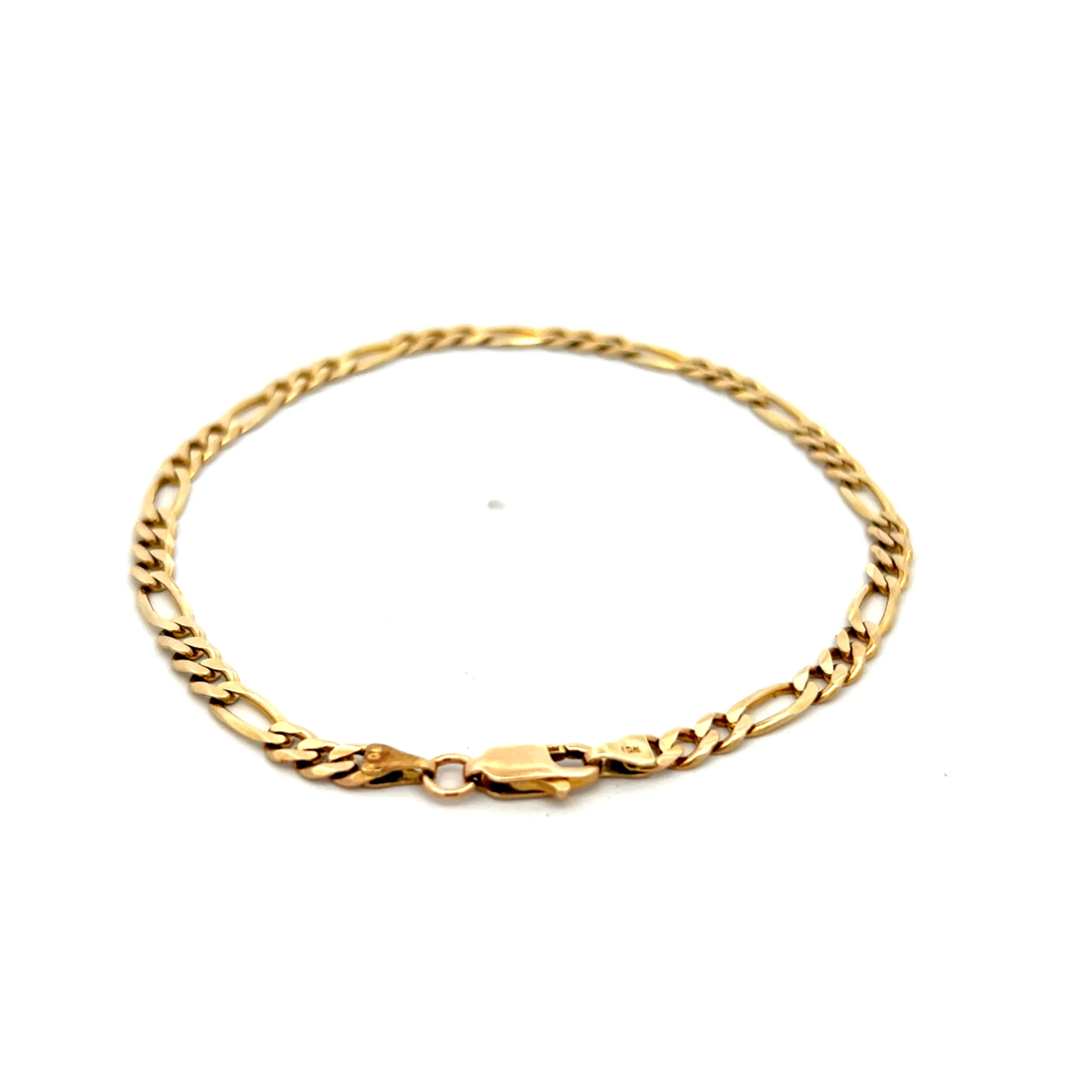 8 Inch Figaro Chain Bracelet in 14k Yellow Gold - Image 4