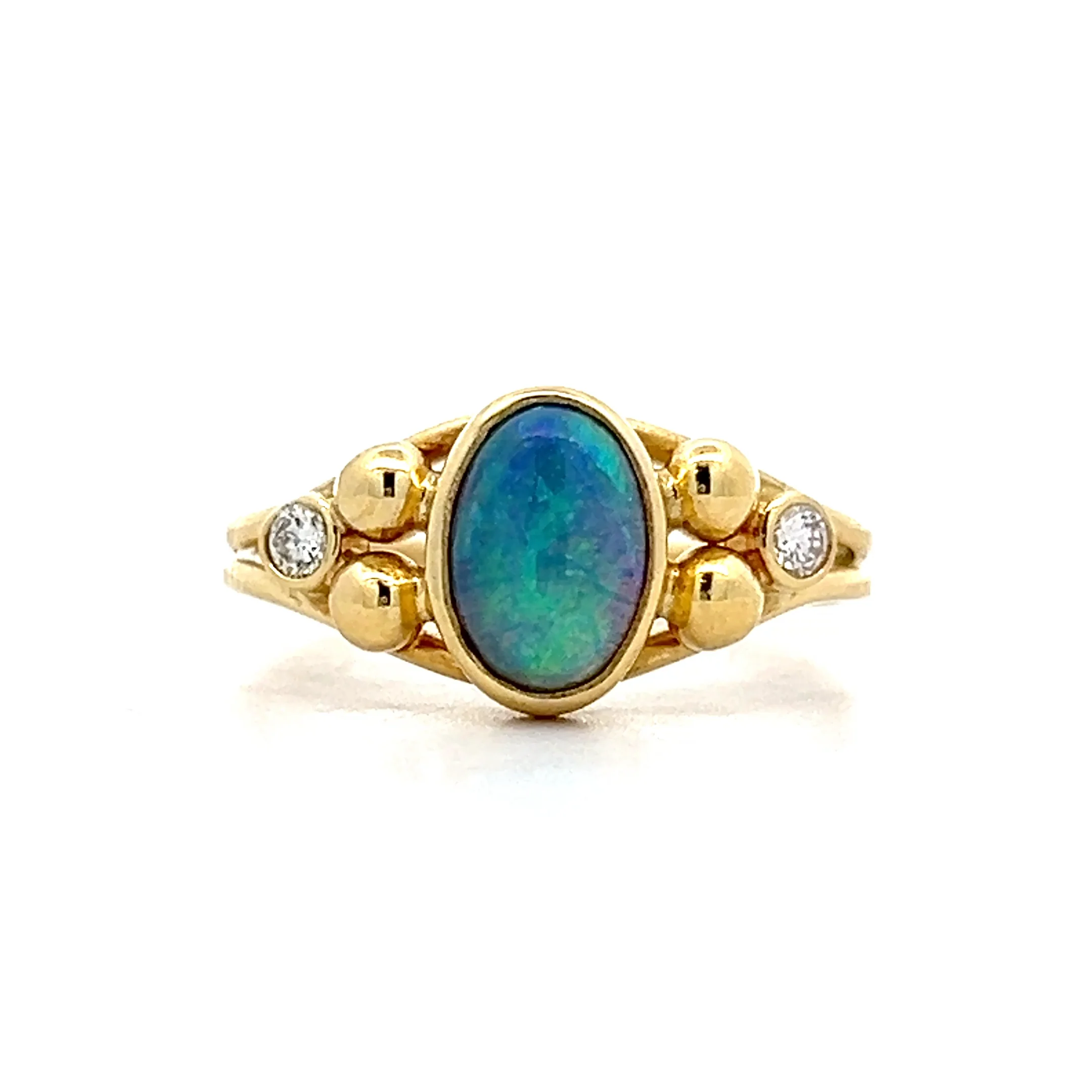 .80 Bezel Opal Cocktail Ring in 18k Yellow Gold