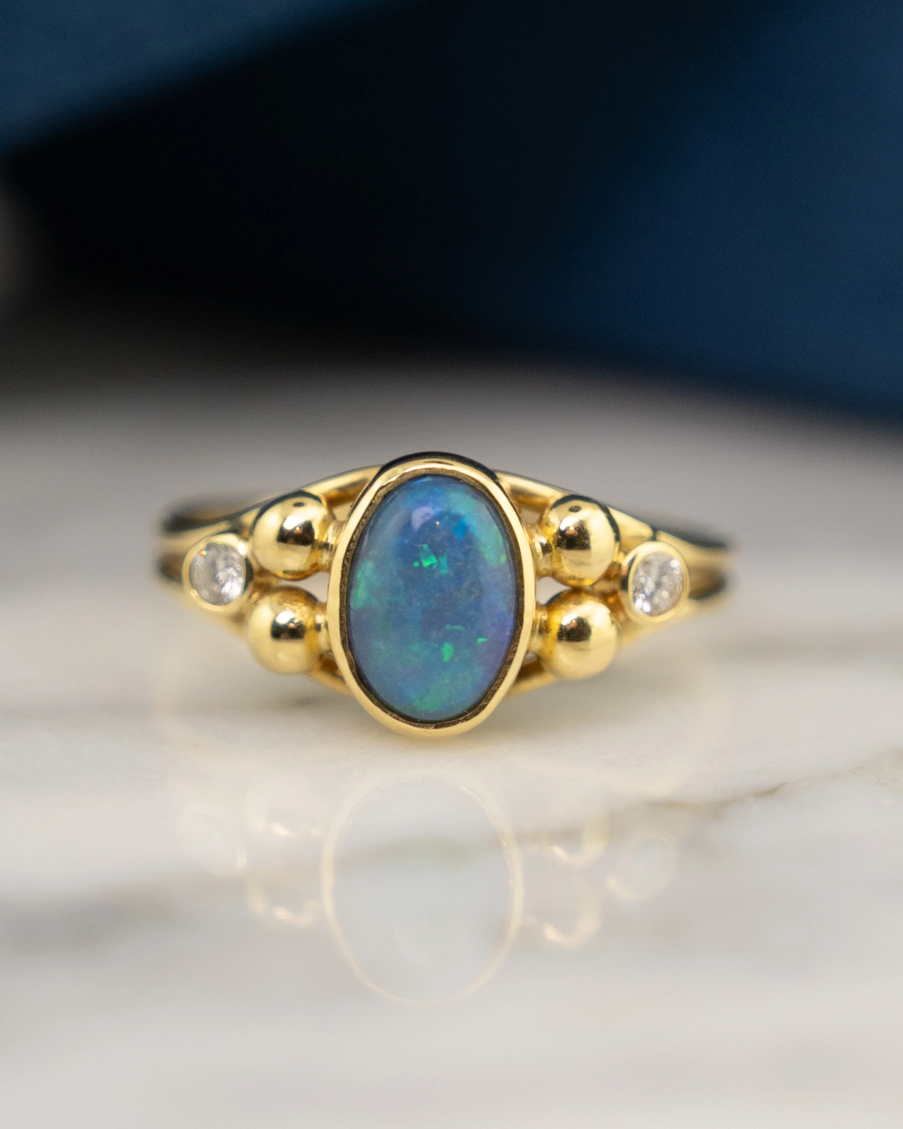 .80 Bezel Opal Cocktail Ring in 18k Yellow Gold - Image 6