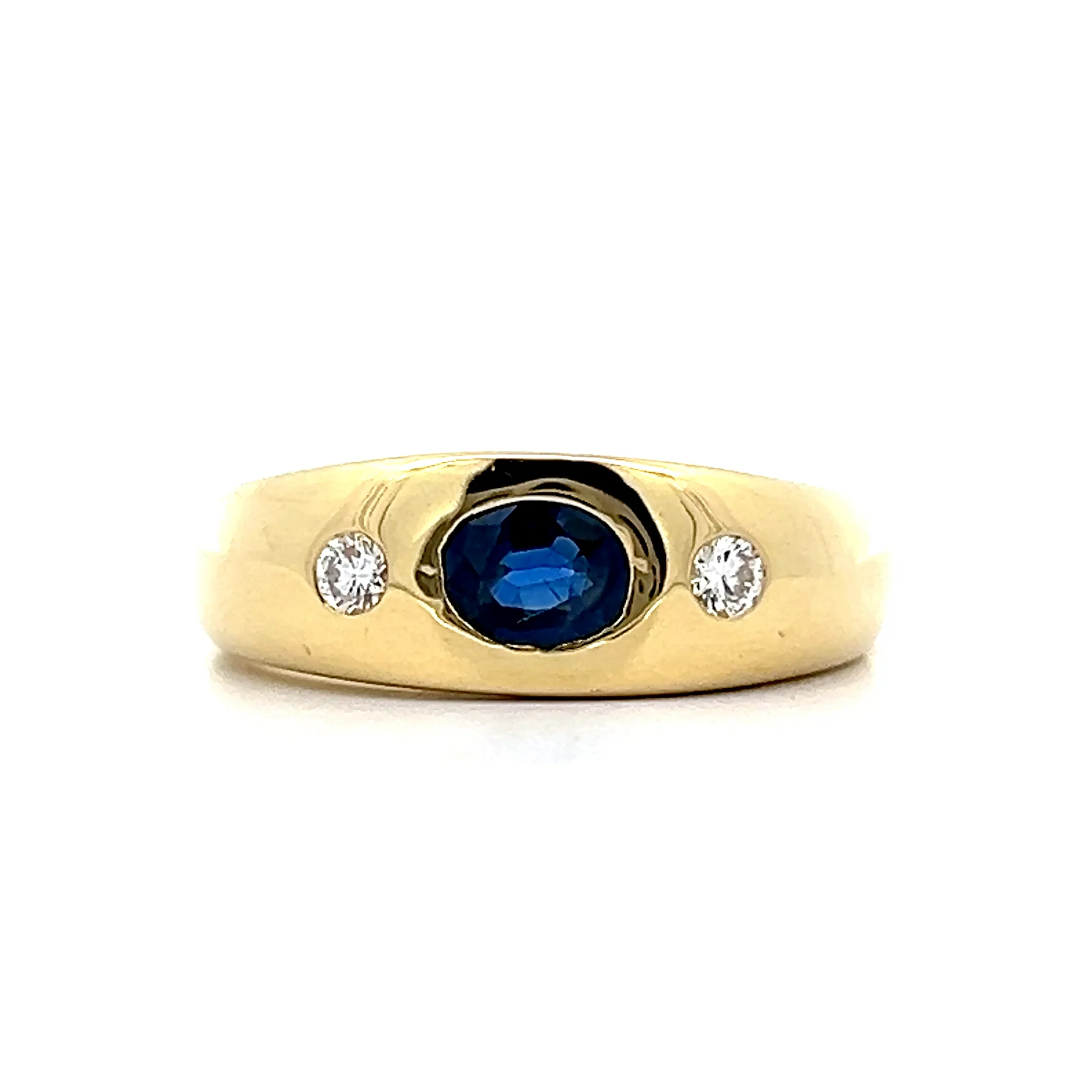 .80 Mens Cabochon Sapphire & Diamond Ring in 18k
