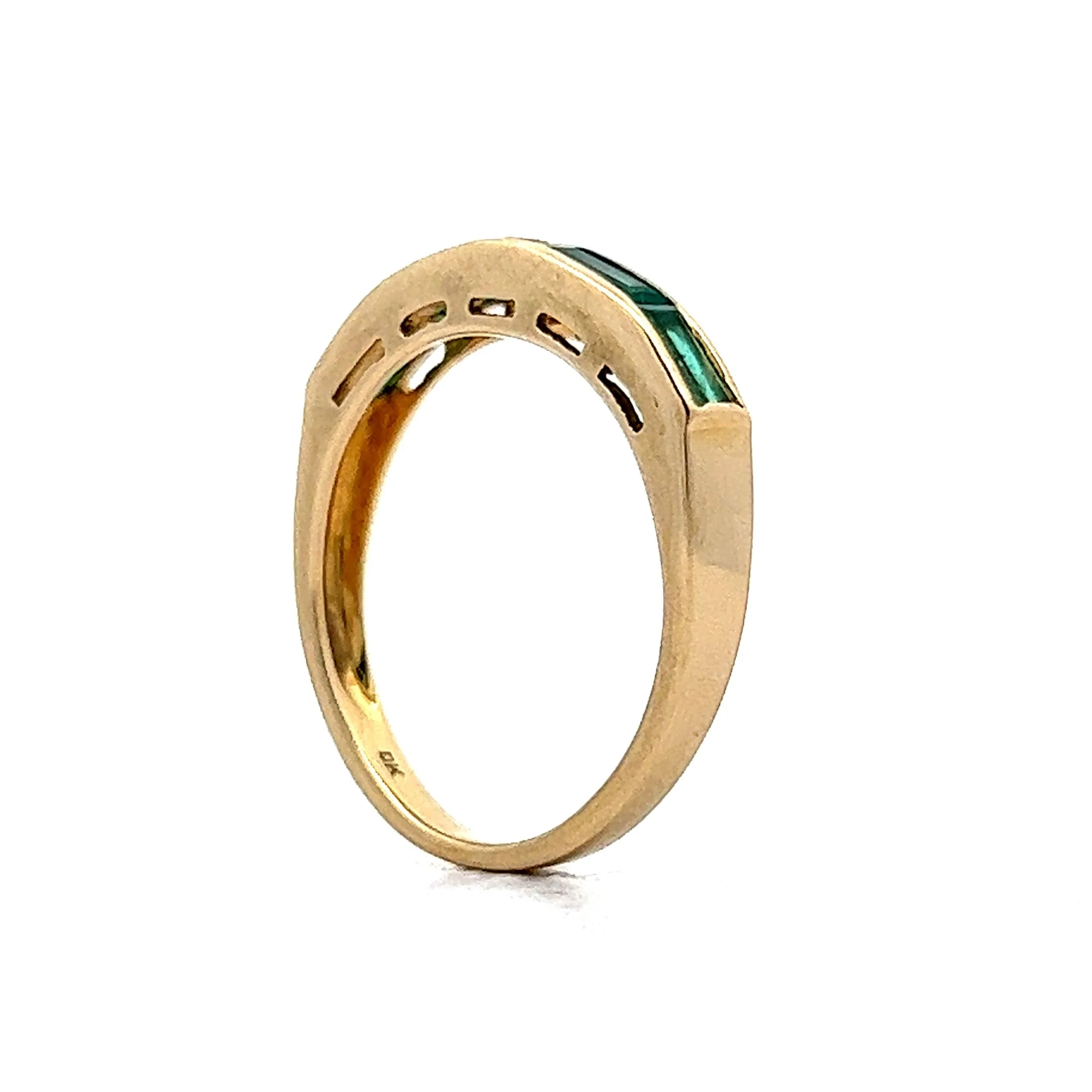 .80 Emerald & Diamond Stacking Band in 18k Yellow Gold - Image 5