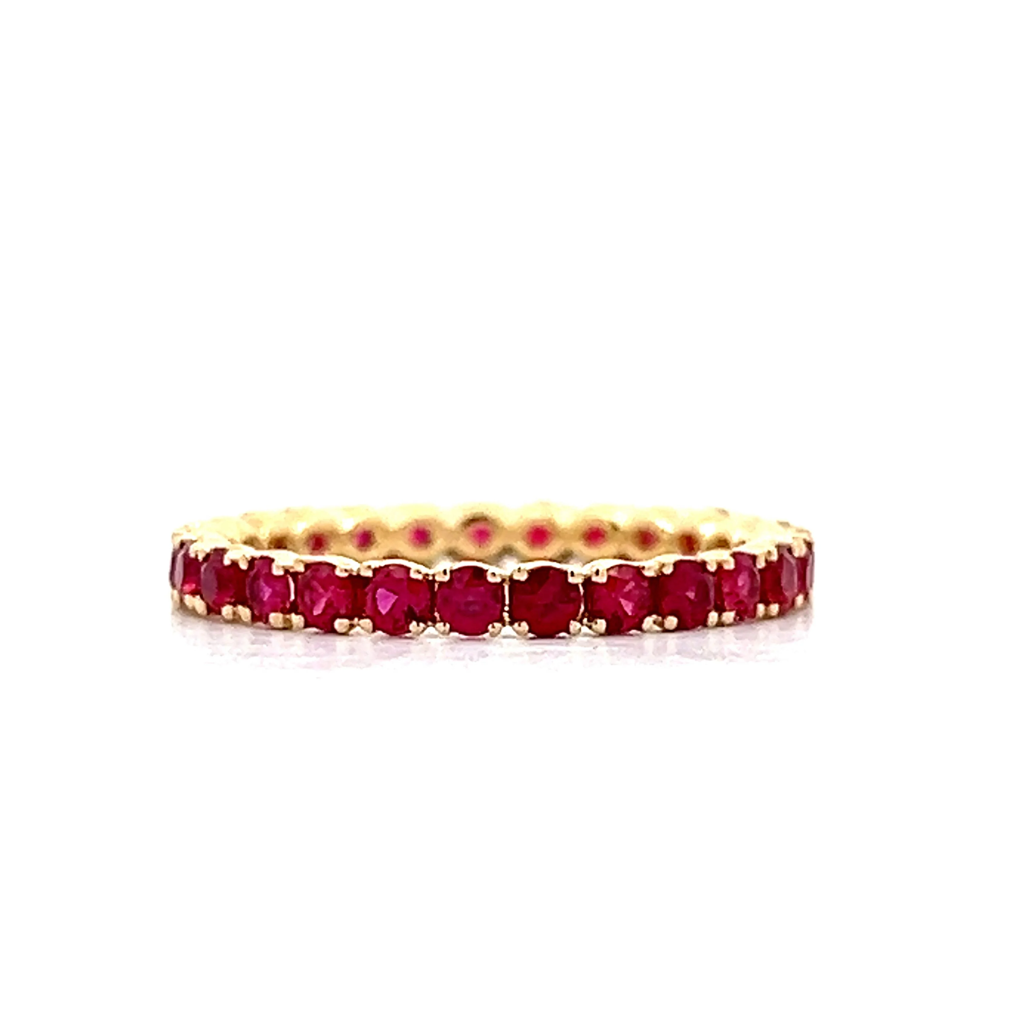 .81 Round Ruby Eternity Stacking Band in 14k Yellow Gold - Image 2