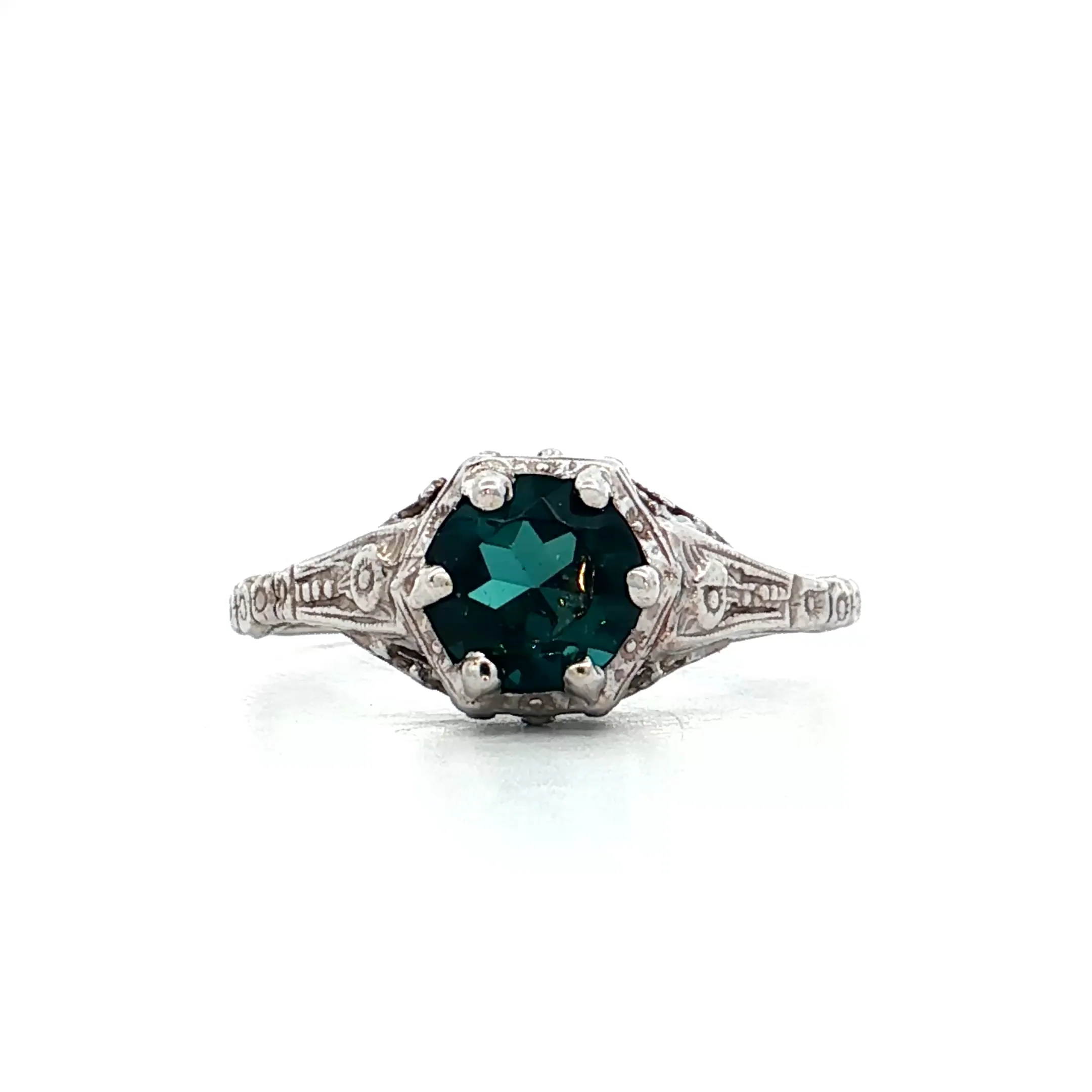 .83 Art Deco Tourmaline Engagement Ring in 14k