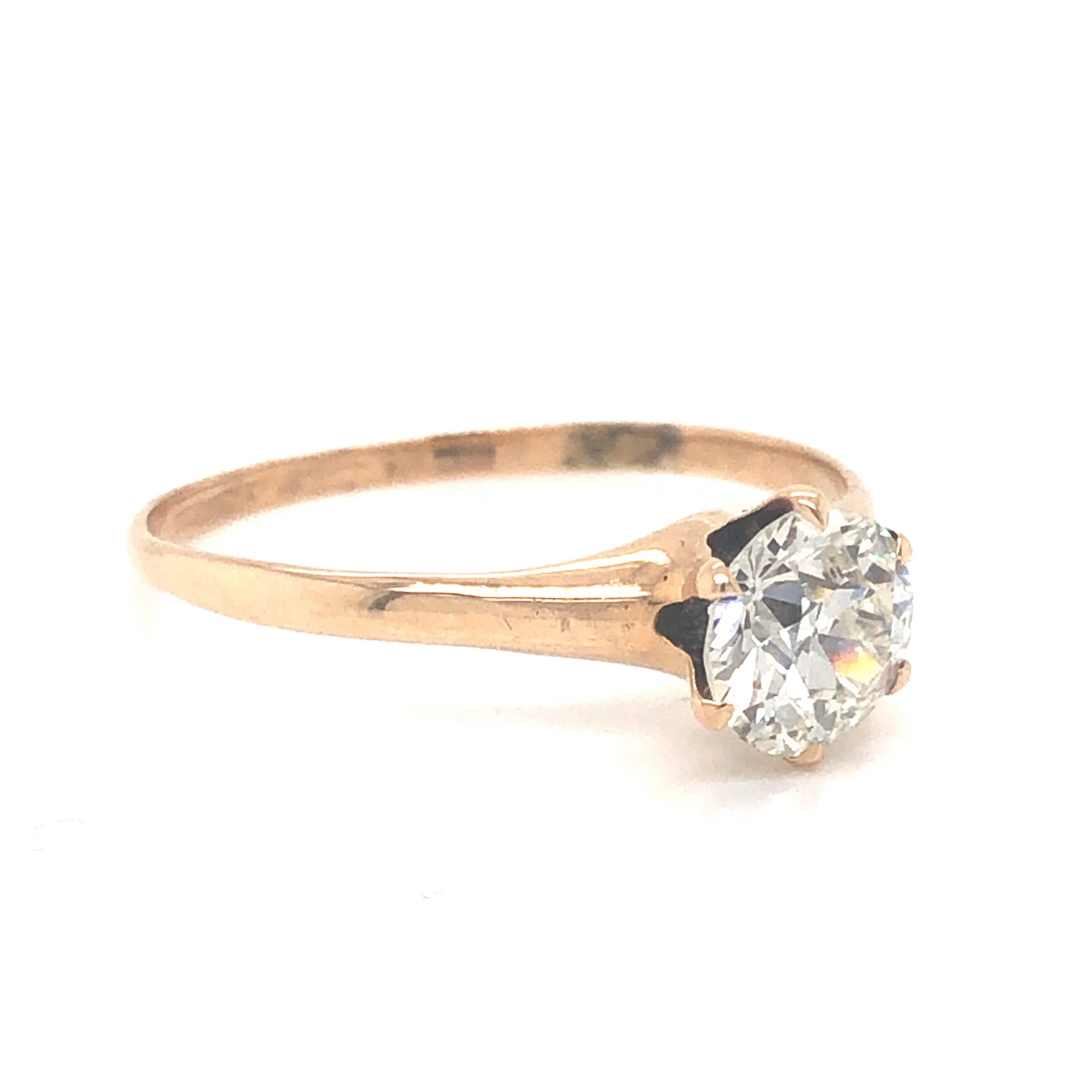 .83 Victorian Solitaire Diamond Engagement Ring in 14k Yellow Gold - Image 3