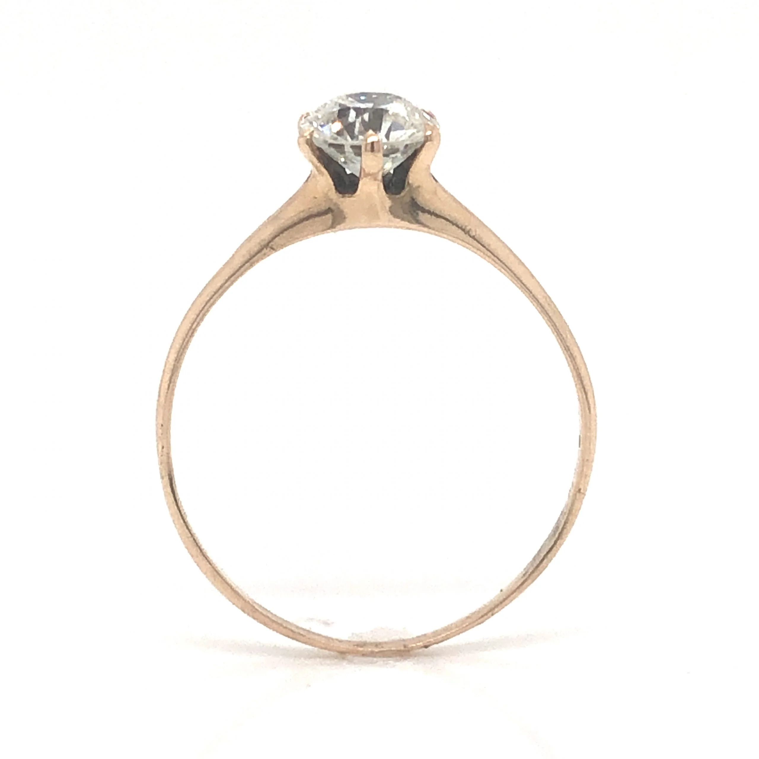 .83 Victorian Solitaire Diamond Engagement Ring in 14k Yellow Gold - Image 4
