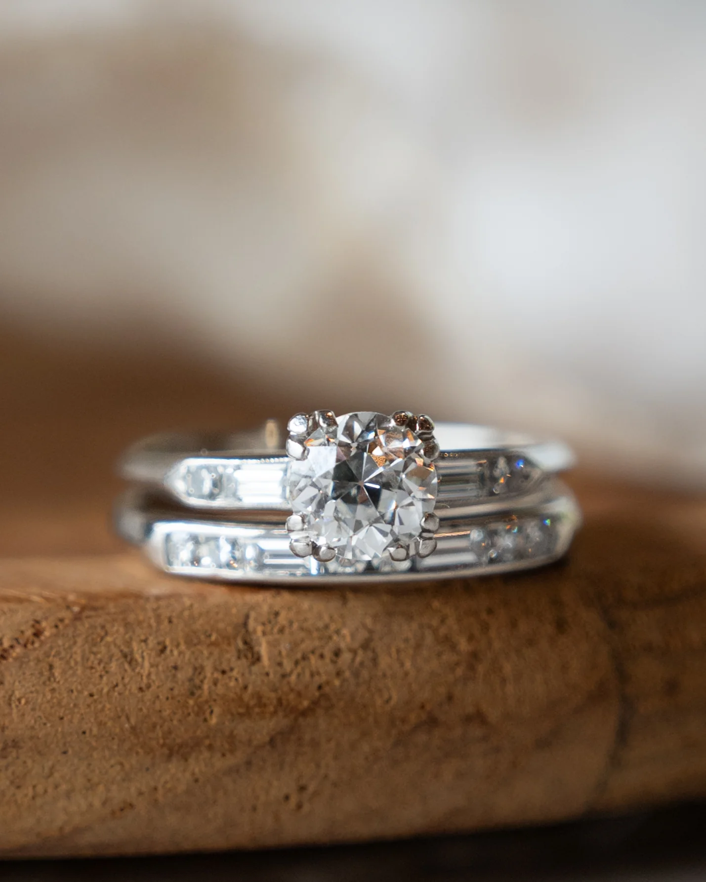 .84 Vintage Diamond Engagement Ring & Band in Platinum - Image 14