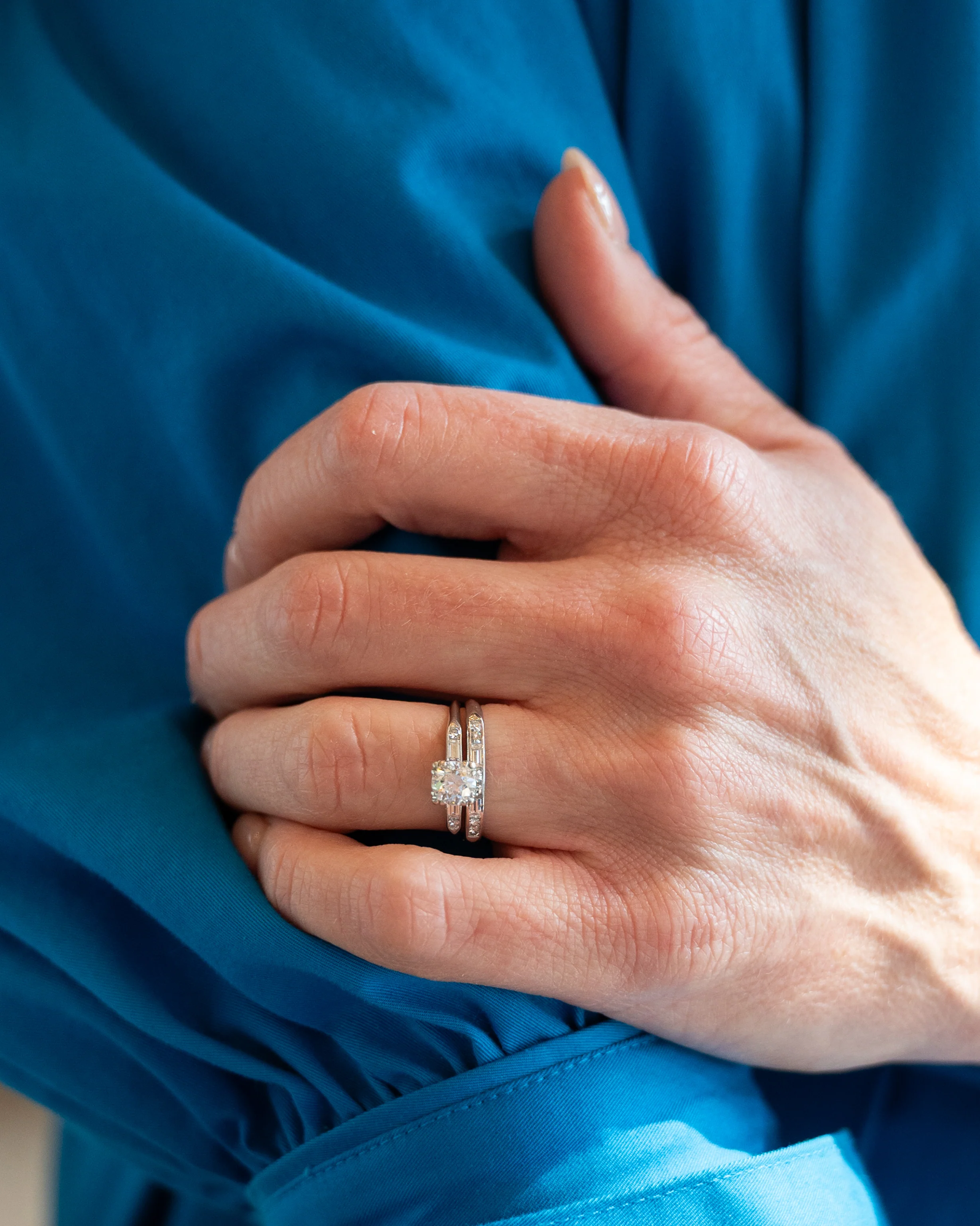 .84 Vintage Diamond Engagement Ring & Band in Platinum - Image 15