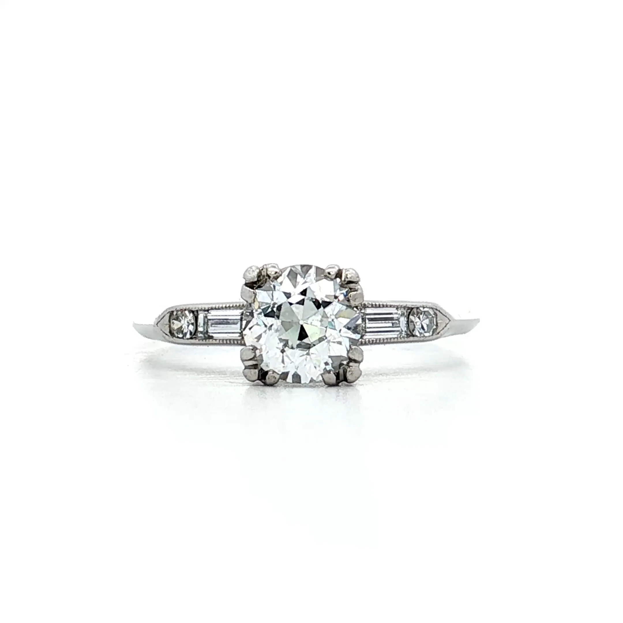 .84 Vintage Diamond Engagement Ring & Band in Platinum - Image 4