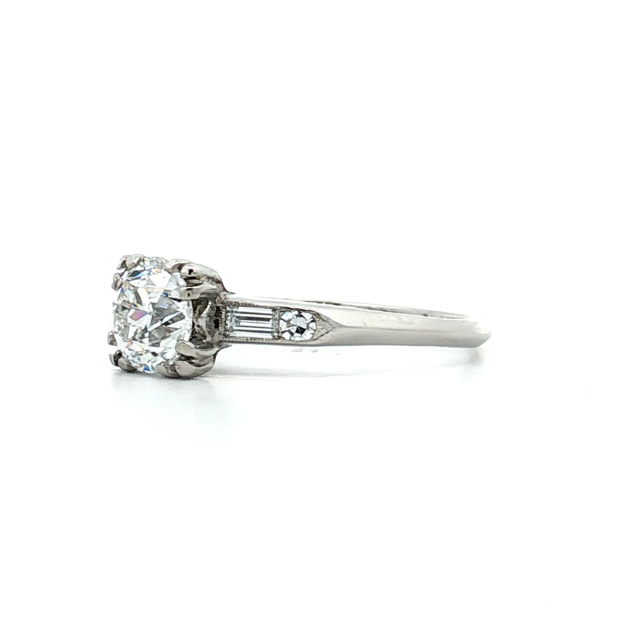 .84 Vintage Diamond Engagement Ring & Band in Platinum - Image 5