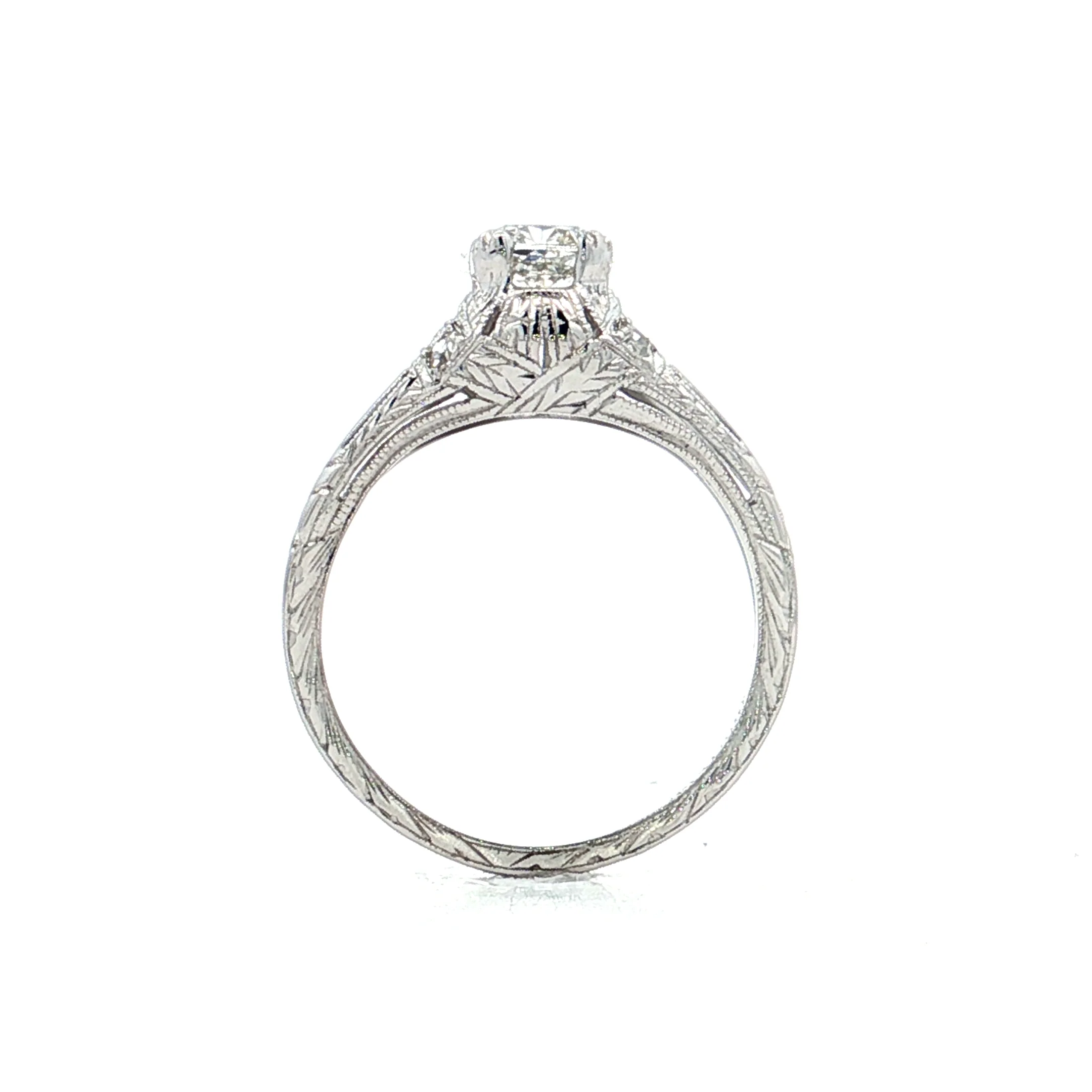 .85 Antique Cushion Cut Diamond Engagement Ring 18k - Image 4