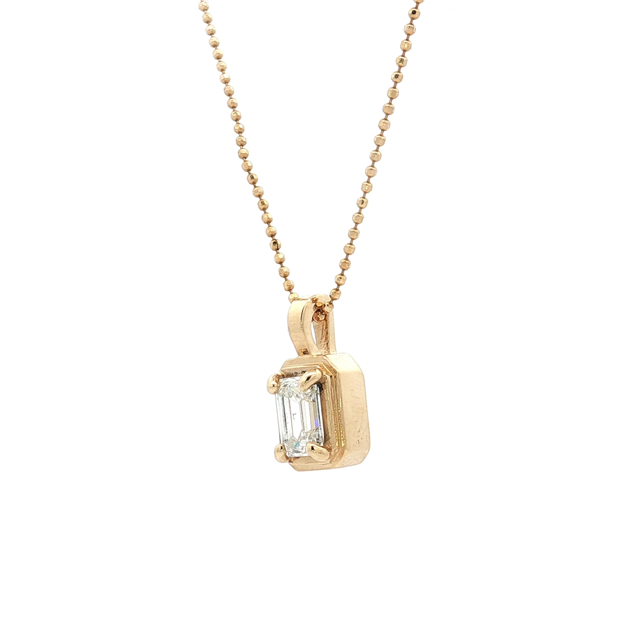 .85 Emerald Cut Diamond Pendant Necklace 14k - Image 2