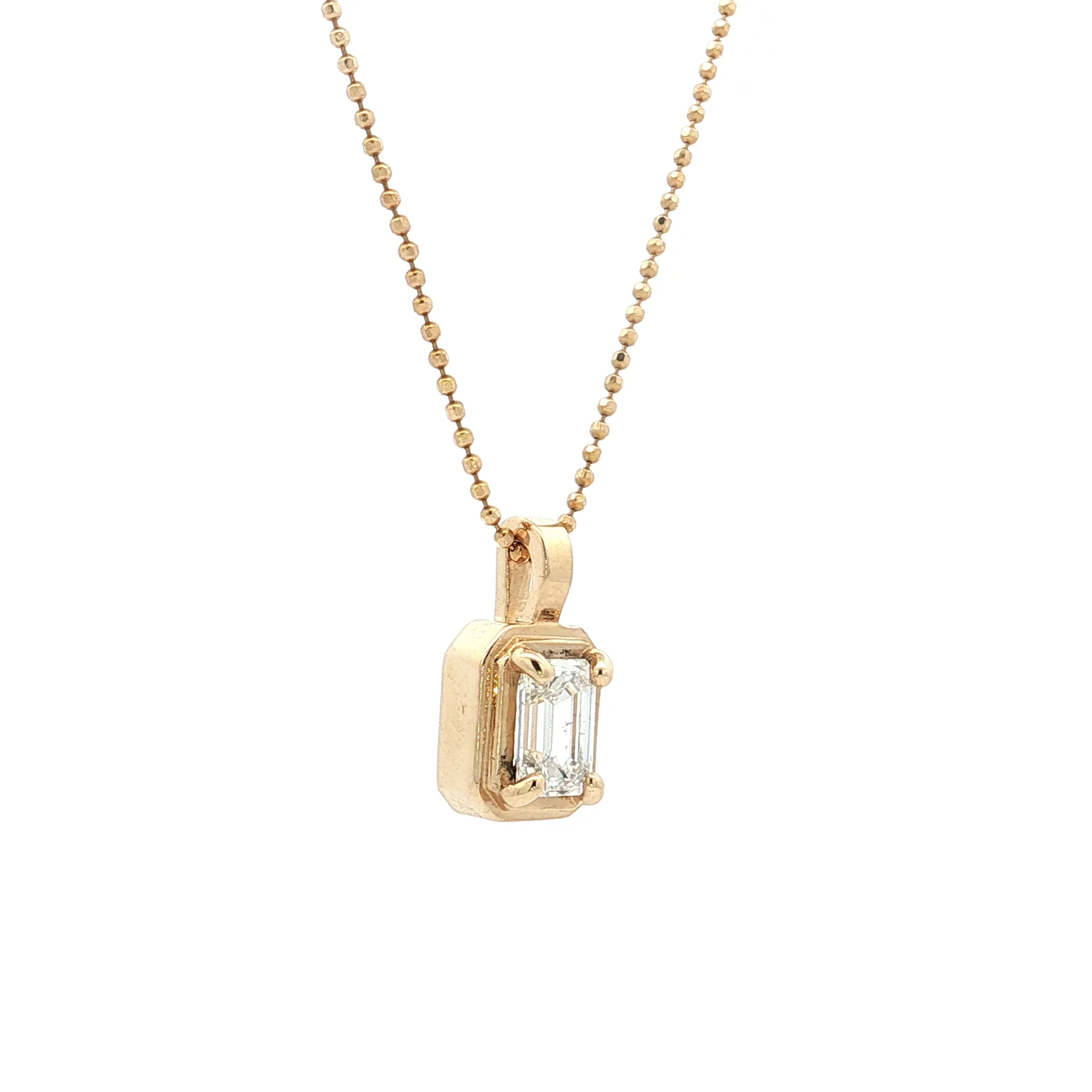 .85 Emerald Cut Diamond Pendant Necklace 14k - Image 3