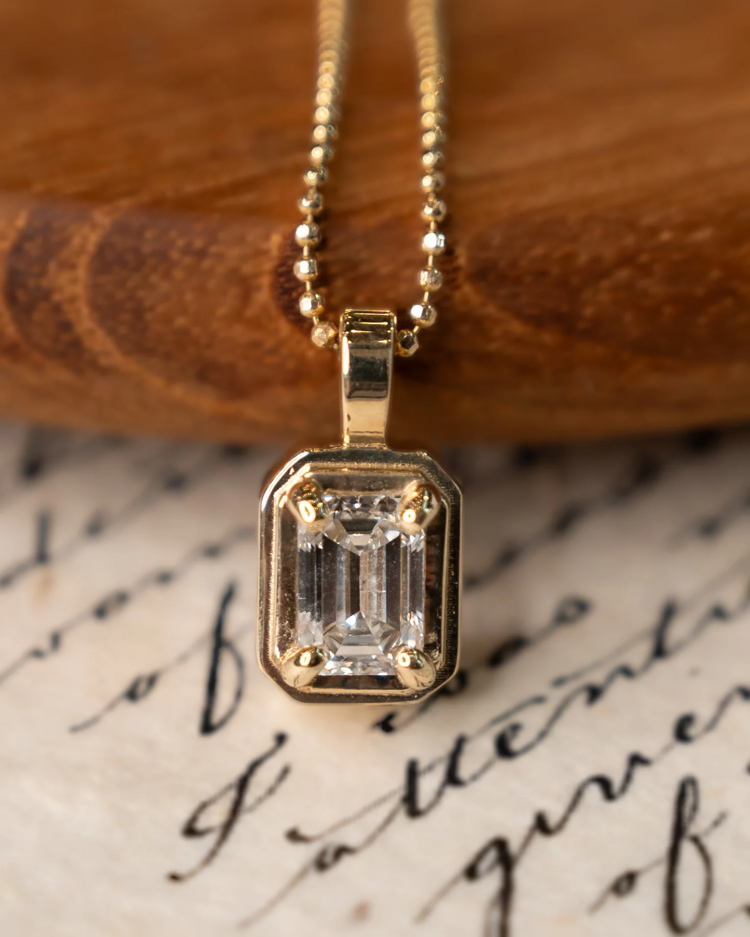 .85 Emerald Cut Diamond Pendant Necklace 14k - Image 4
