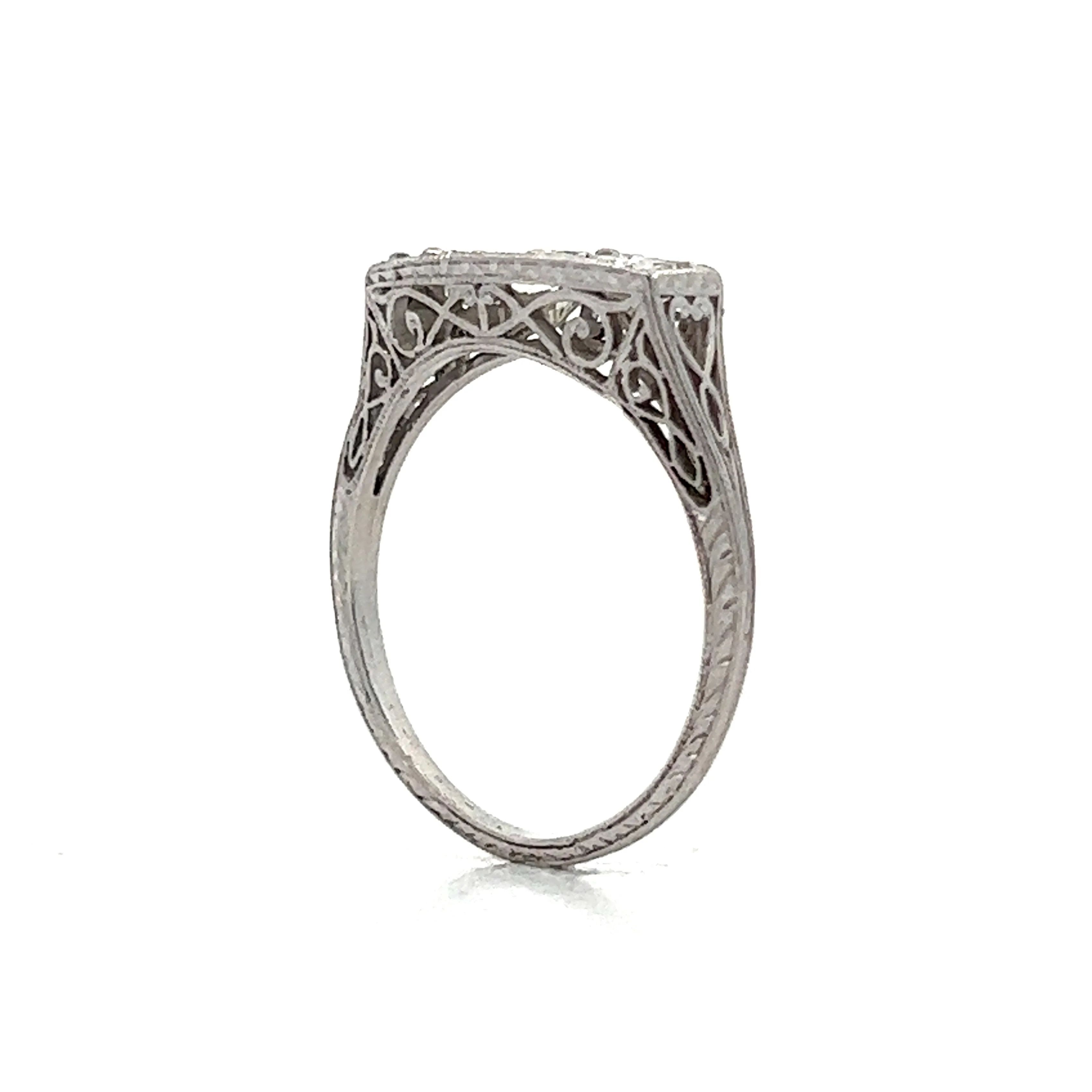 .85 Vintage Art Deco Three Stone Engagement Ring - Image 5