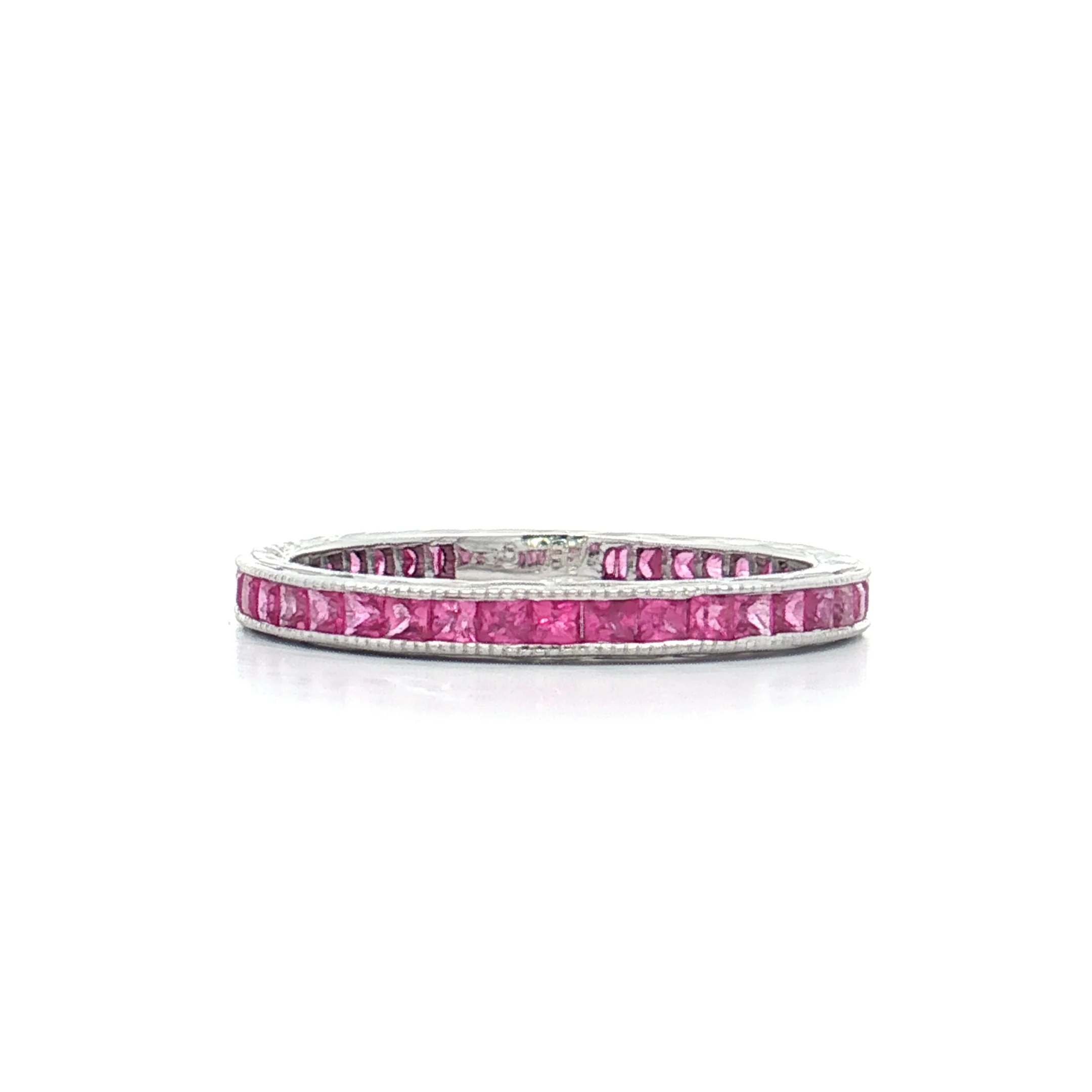.86 French Cut Pink Sapphire Eternity Band 18k - Image 3