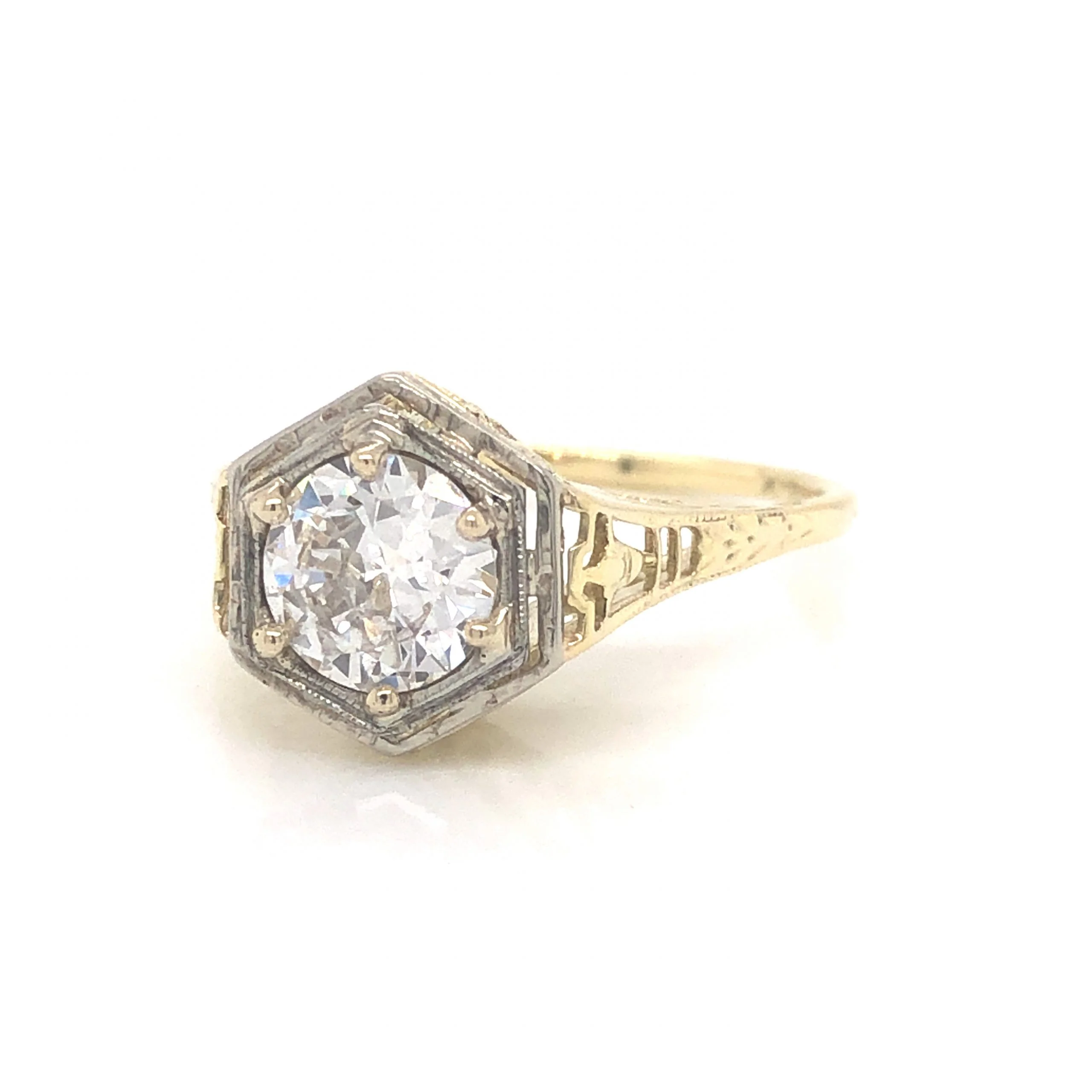 .86 Two-Toned Art Deco Diamond Engagement Ring in 14k - Image 2