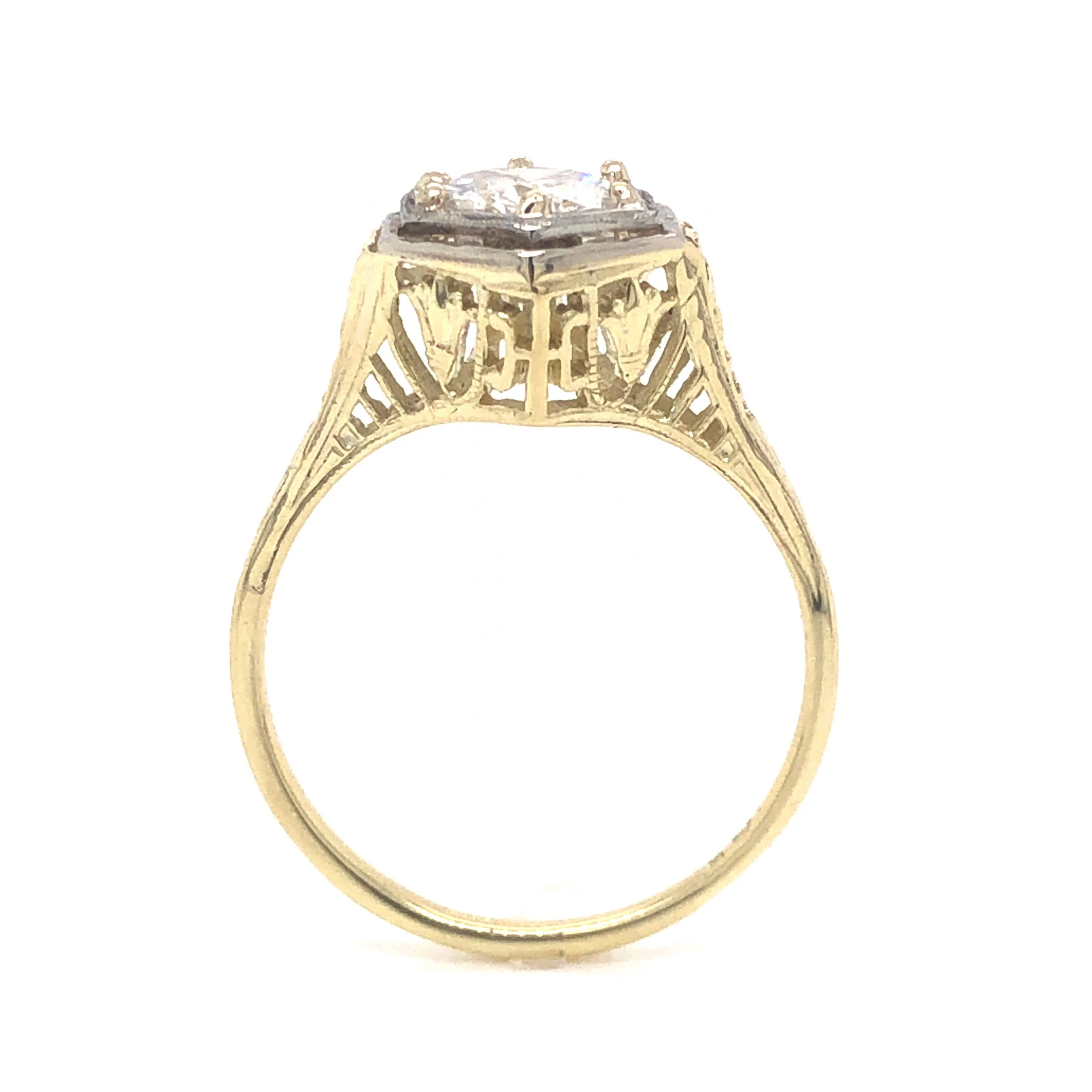.86 Two-Toned Art Deco Diamond Engagement Ring in 14k - Image 4