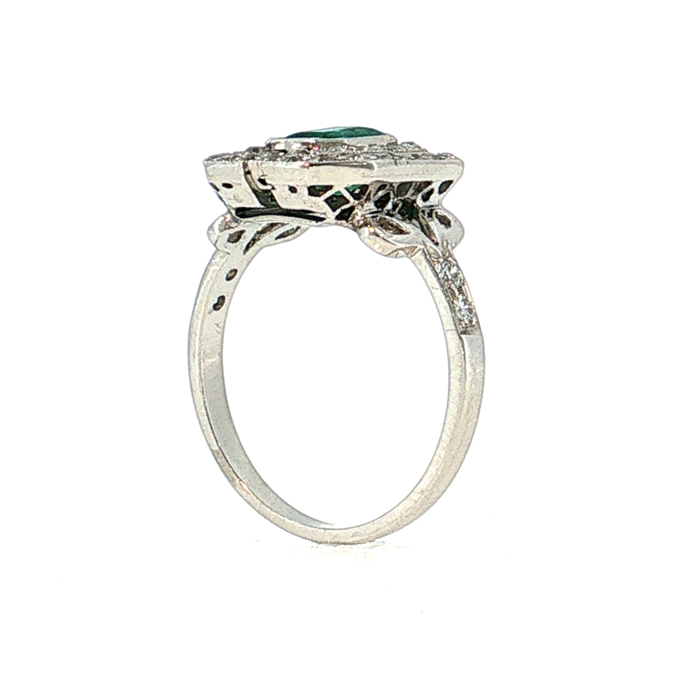 .86 Vintage Deco Emerald Cocktail Ring Platinum & 14k - Image 5