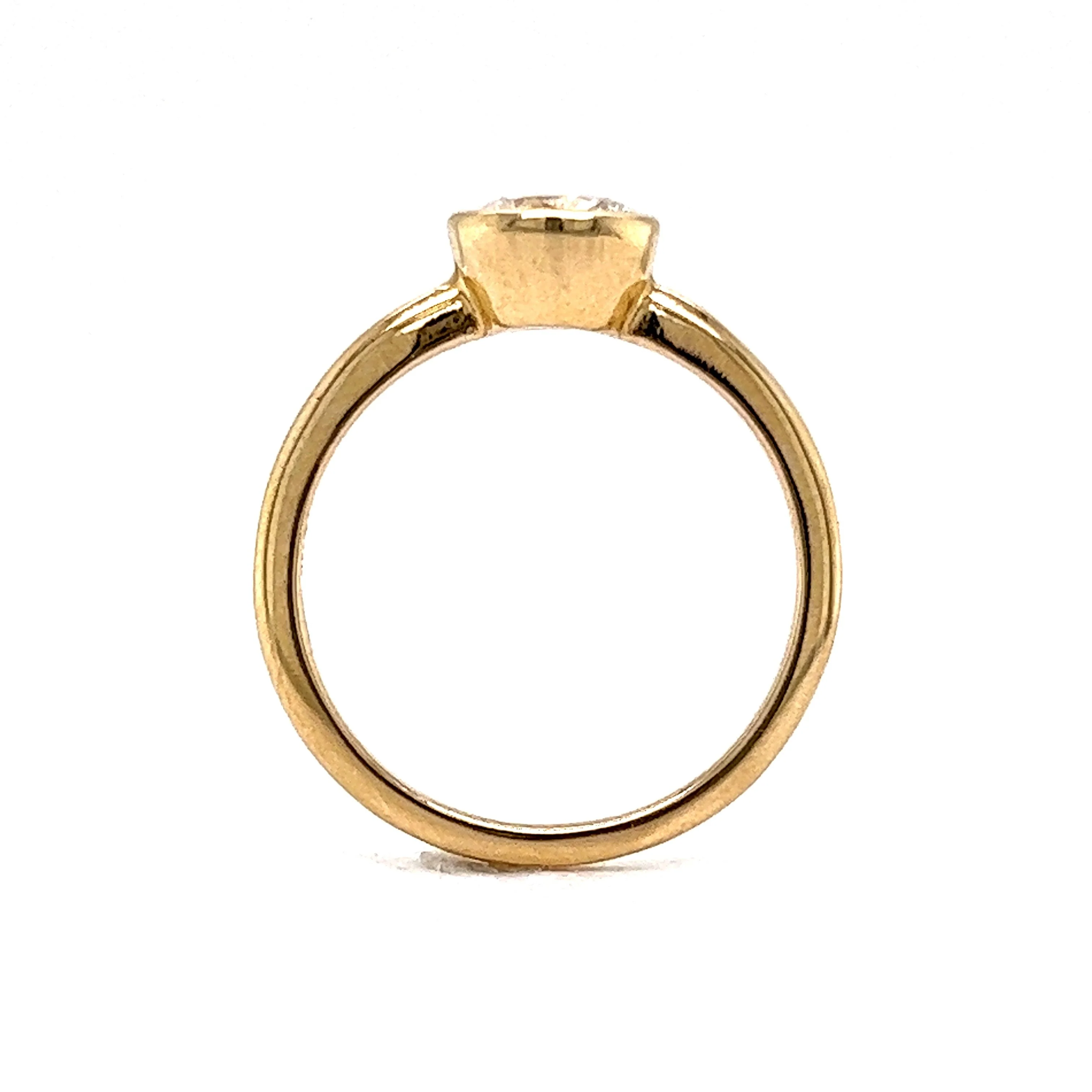 .88 Classic Bezel Set Diamond Engagement Ring in 14k Yellow Gold - Image 4